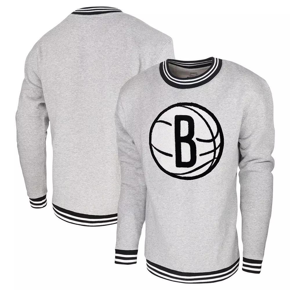 Men's Stadium Essentials Heather Gray Brooklyn Nets Club Level Pullover Sweatshirt, Size: Medium, Grey Product Image