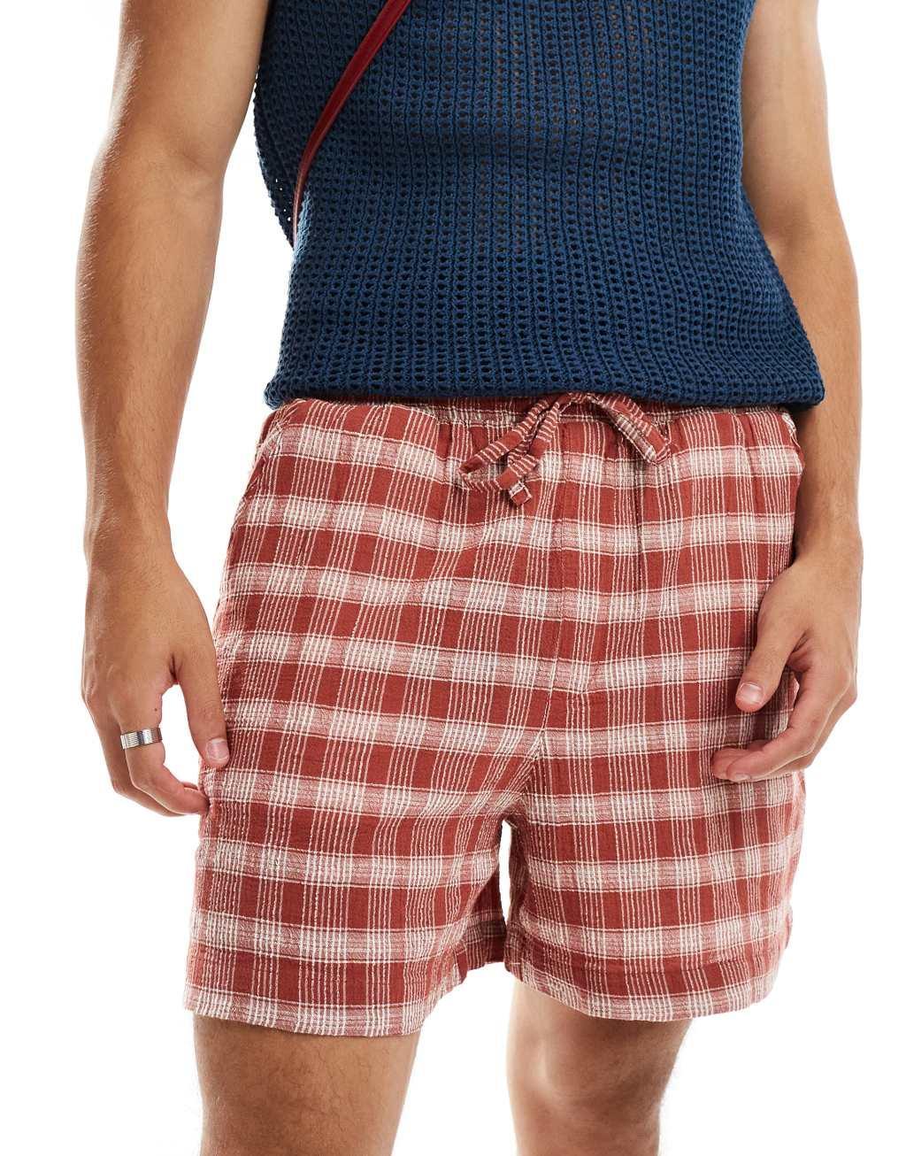 ASOS DESIGN short in red gingham check Product Image