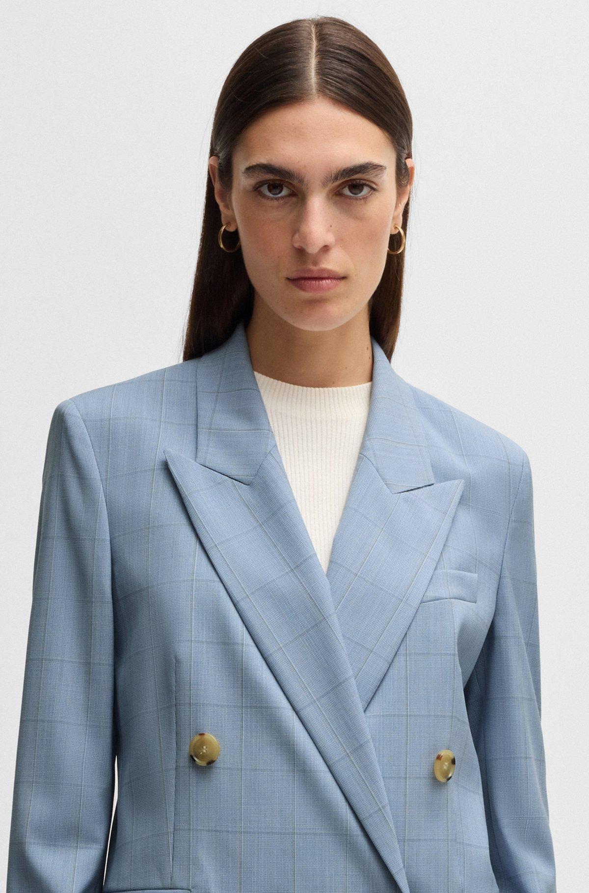BOSS - Regular-fit suit jacket in checked wool - Patterned Product Image