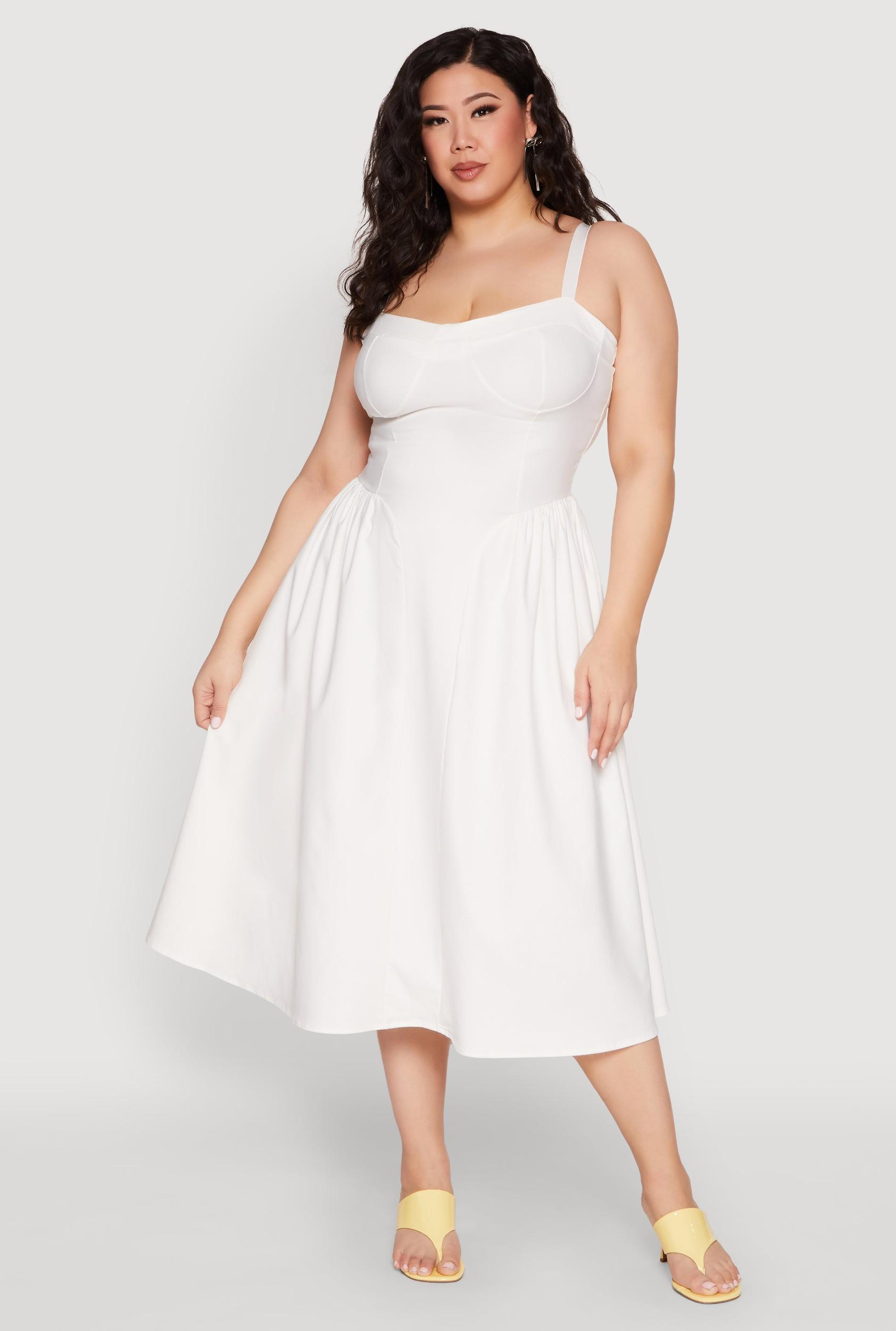 Womens Plus Size Hyperstretch Bustier Midi Dress Product Image