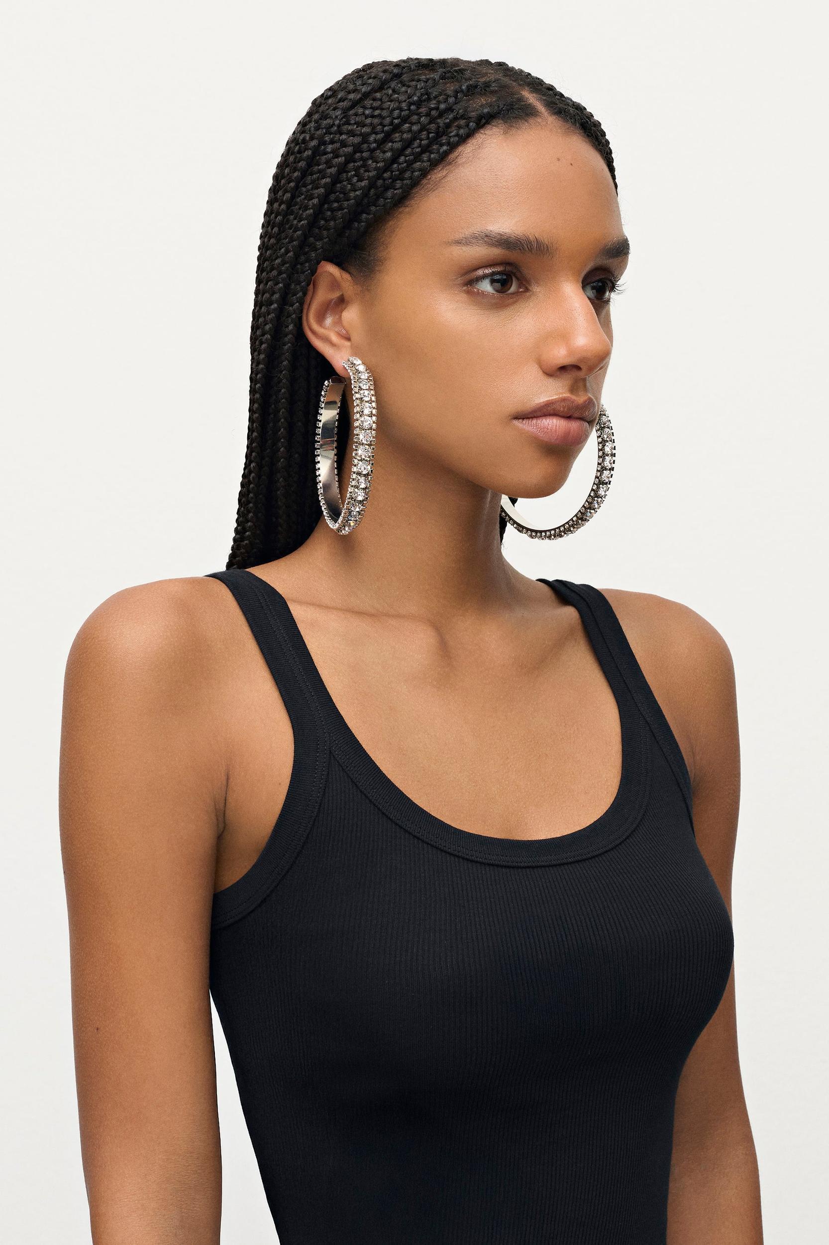 Large Crystal Hoop Earrings Product Image