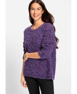 Olsen Womens Long Sleeve Boucle Yarn Sweater Product Image
