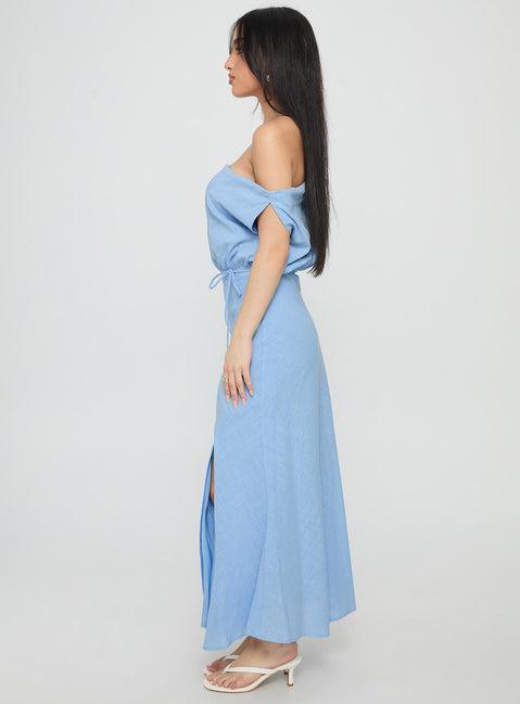 Frangelica Off The Shoulder Maxi Dress Light Blue Product Image
