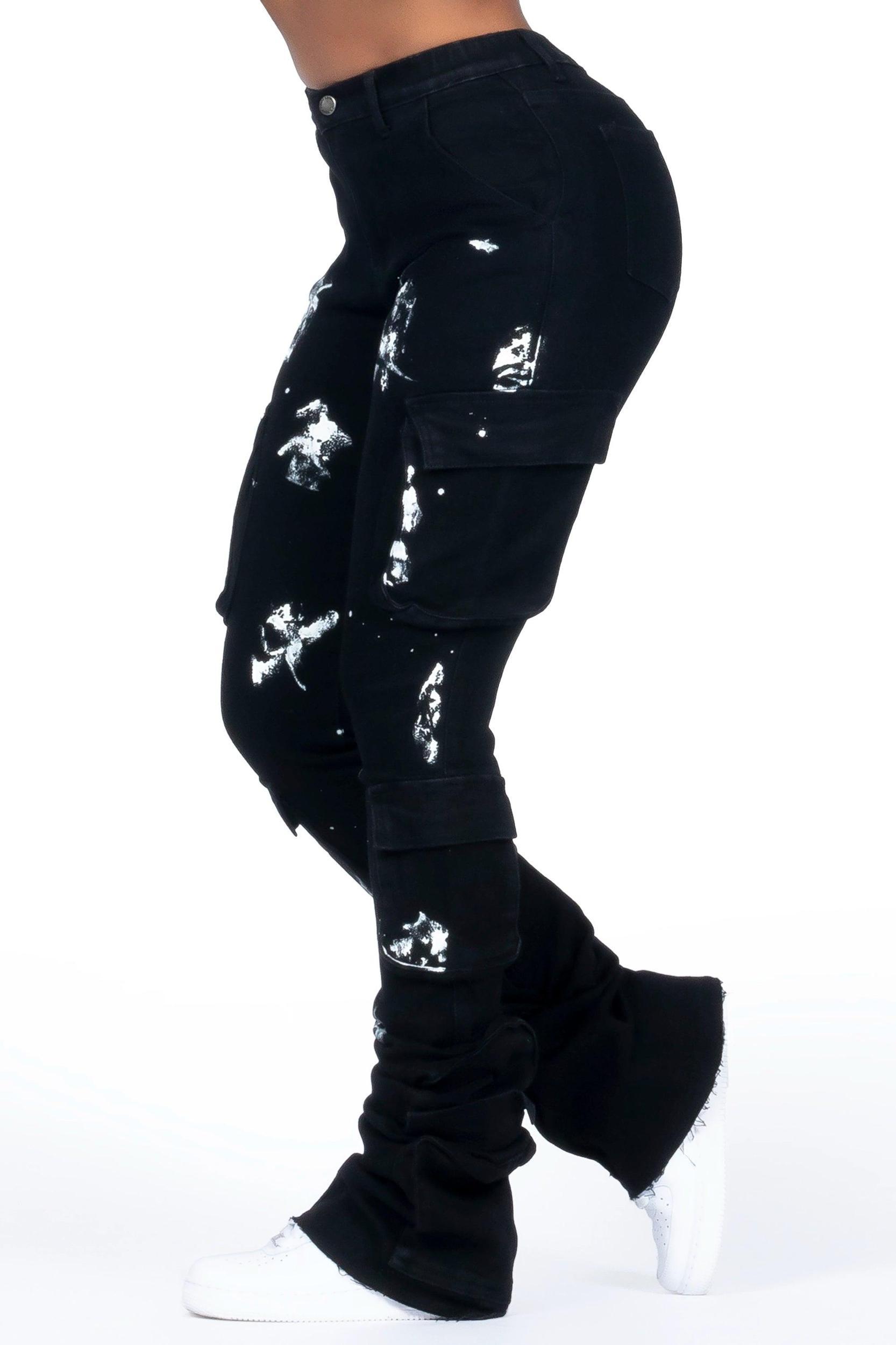 Shondrell Black Painted Super Stacked Jean Female Product Image