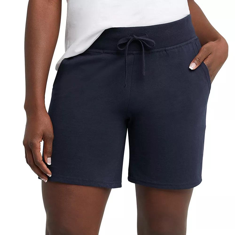 Women's Hanes® Jersey Drawstring Shorts, Size: XL, Light Silver Product Image