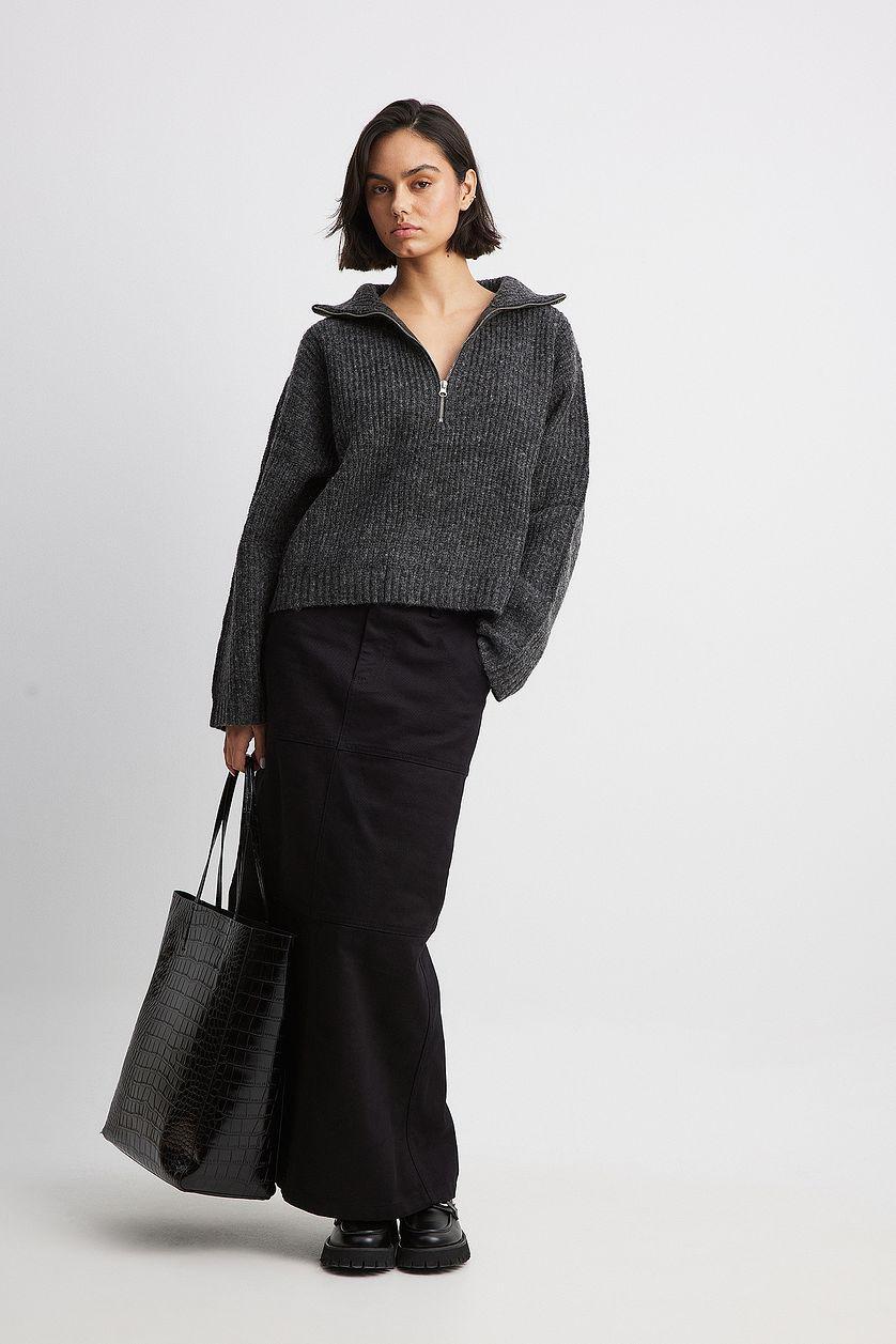 Denim Slit Maxi Skirt Product Image