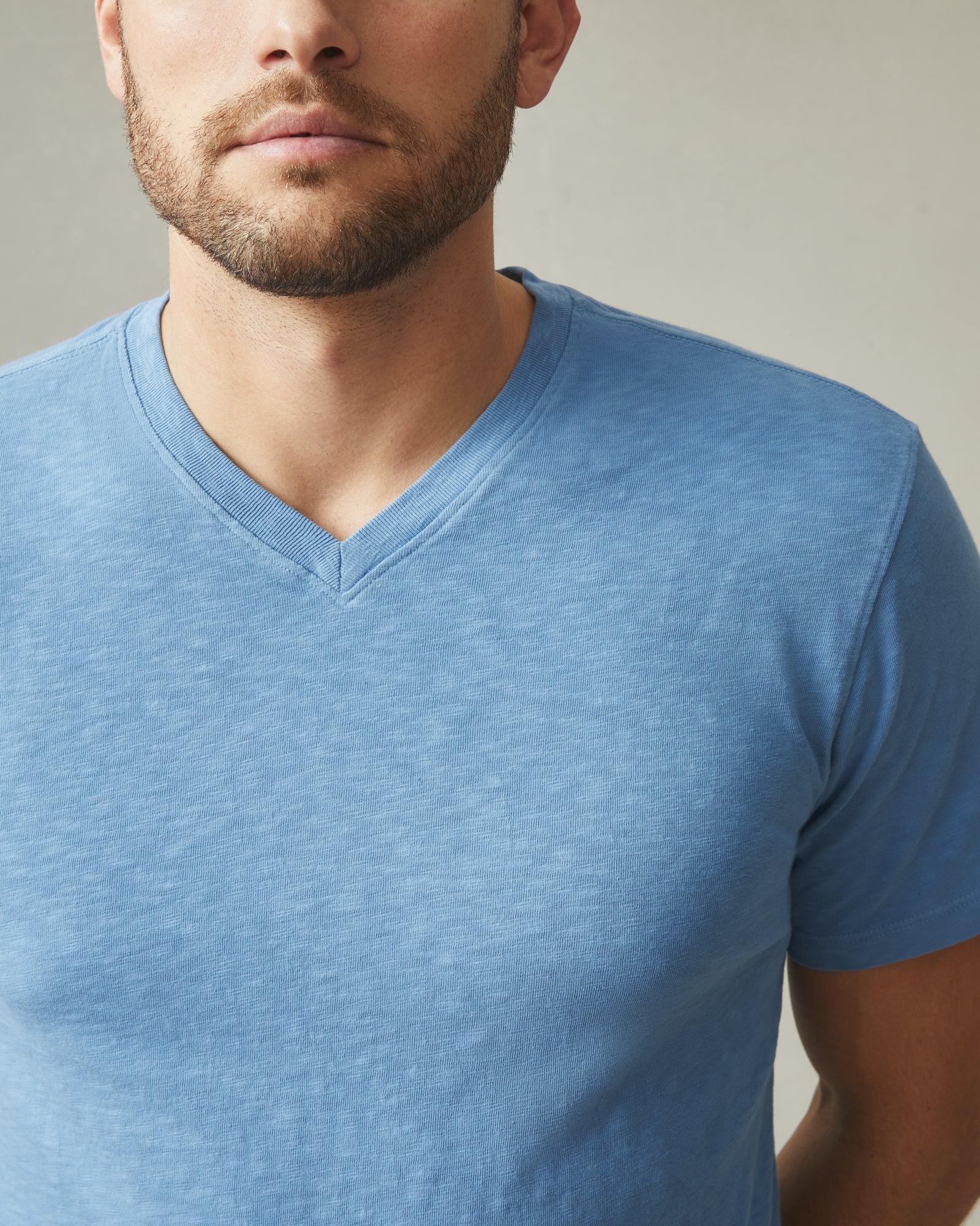 Men's Premium Slub V-Neck Tee - Allure Blue Male Product Image