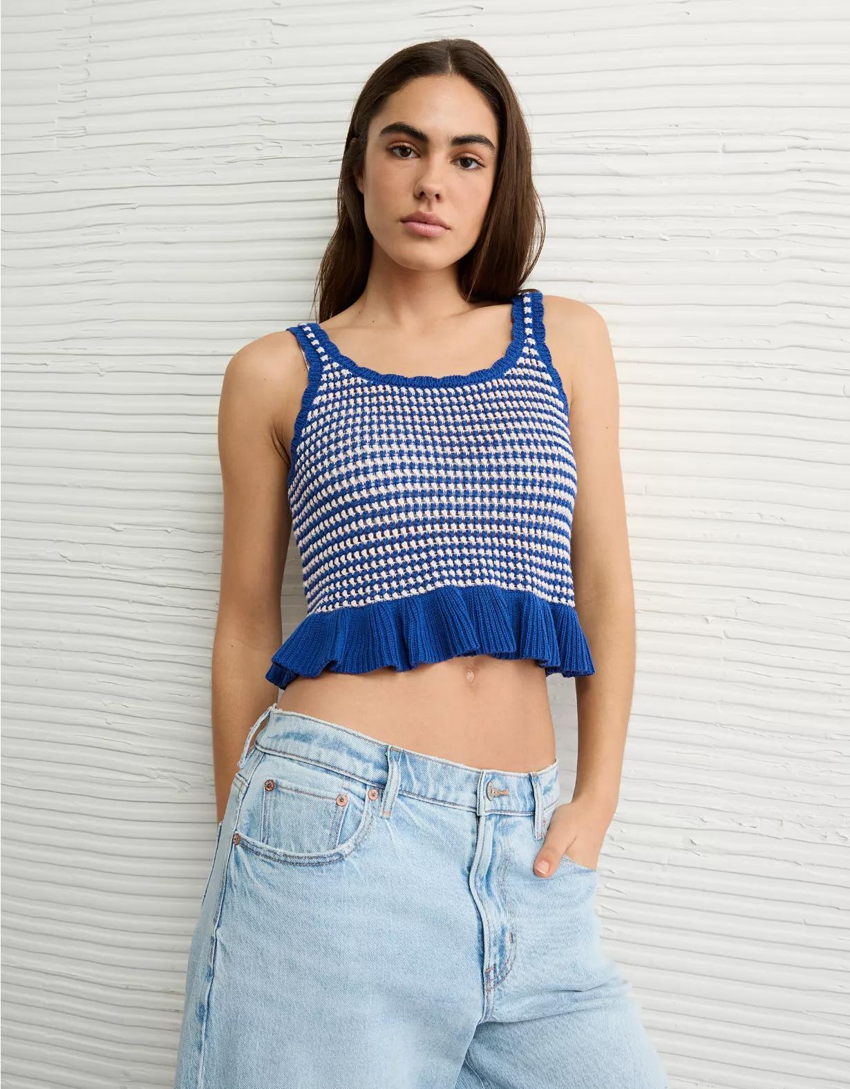 AE Crochet Peplum Tank Top Product Image