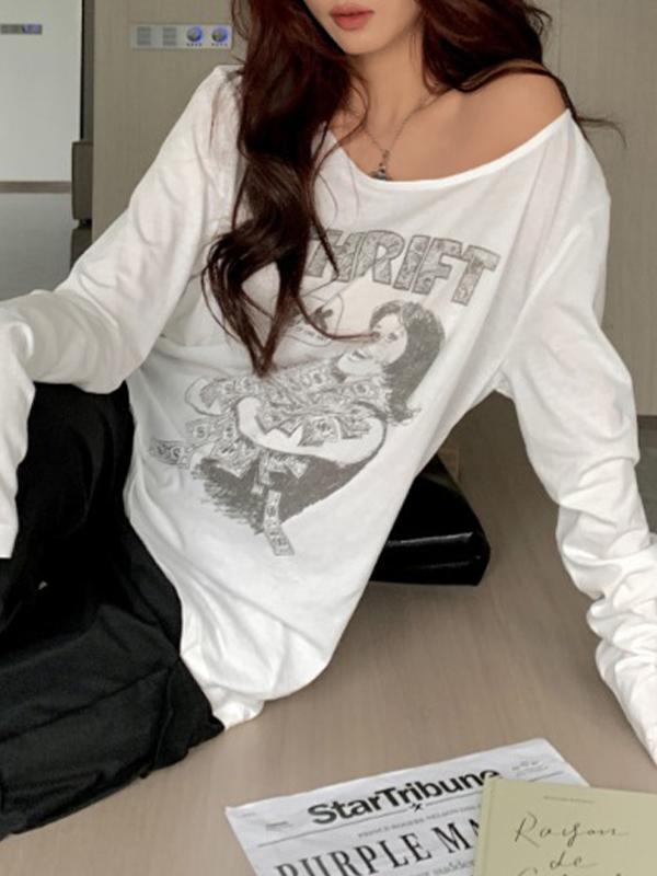 Vintage Portrait Print Oversized Sleeve Tee Product Image