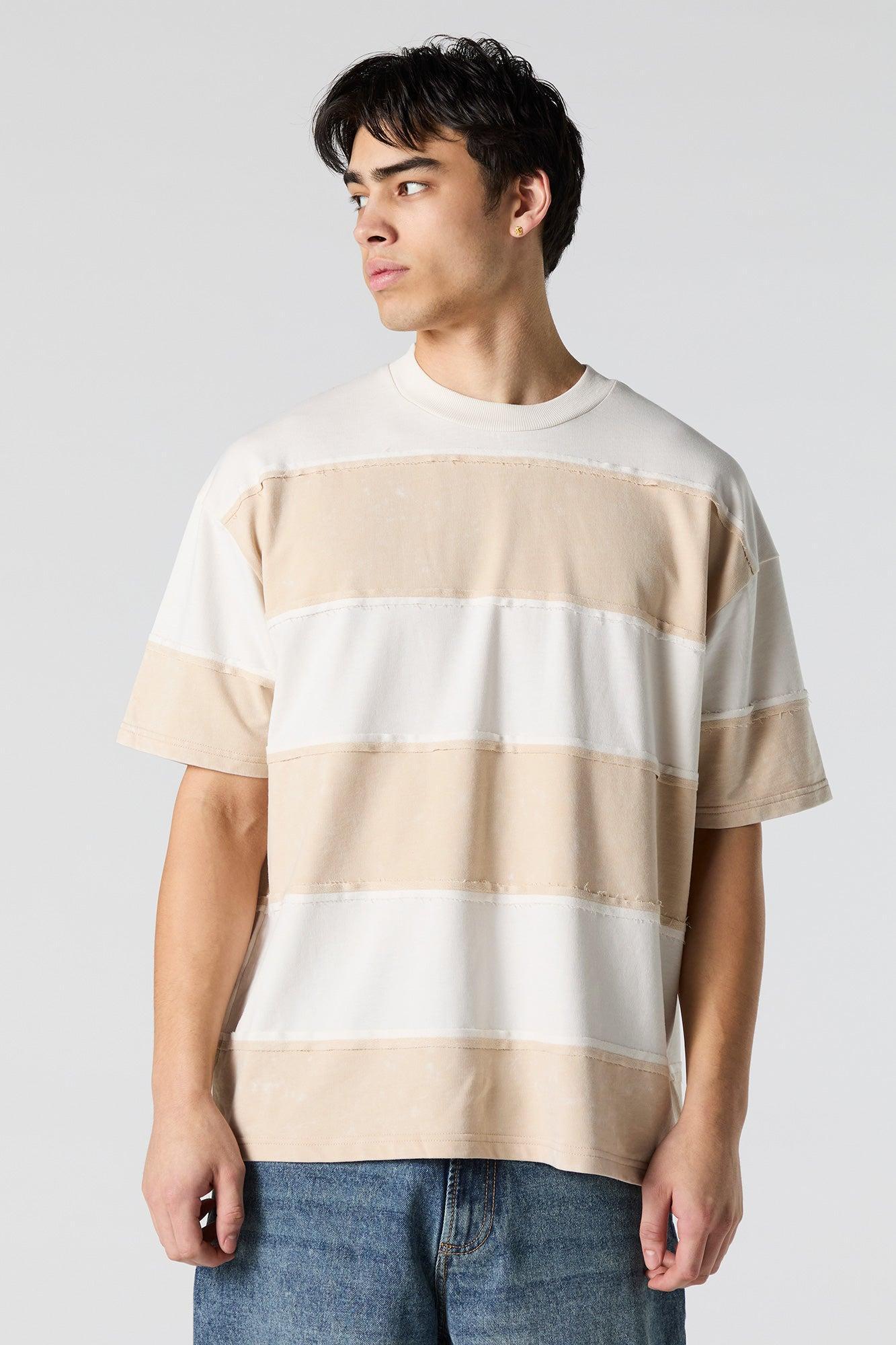 Striped Exposed Seam Relaxed T-Shirt Male Product Image