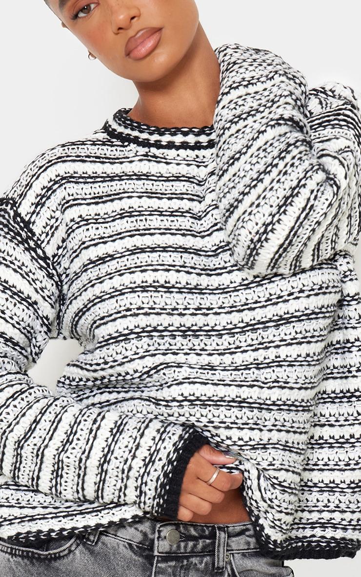 Monochrome Contrast Knit Slouchy Oversized Sweater Product Image
