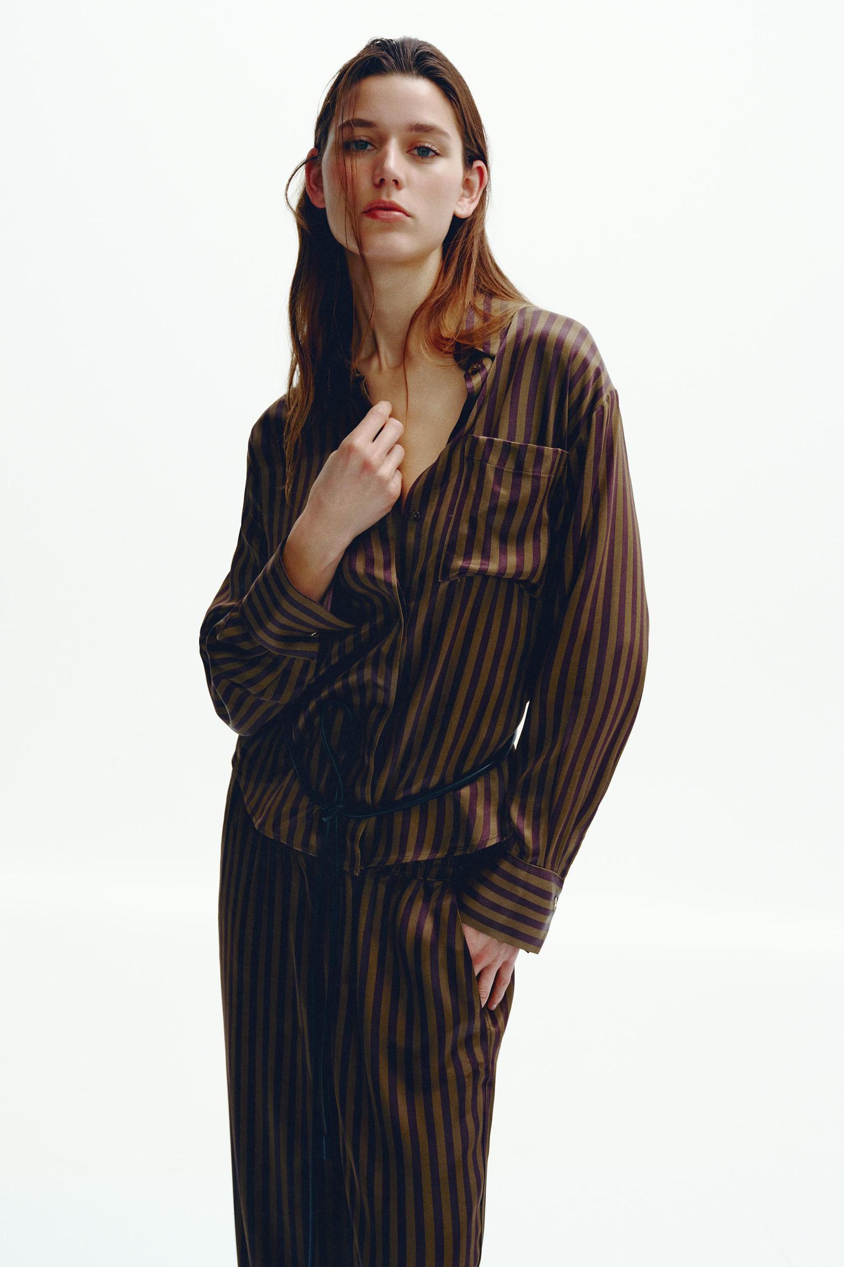 STRIPED SATIN SHIRT Product Image