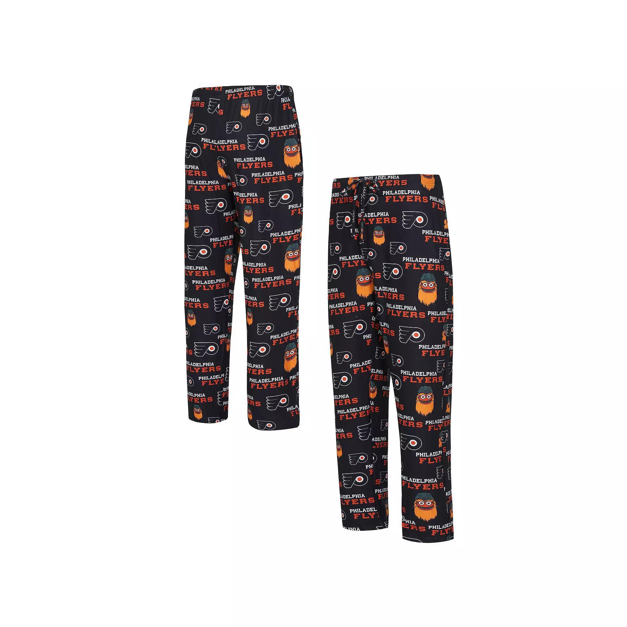 Men's Concepts Sport  Black Philadelphia Flyers All Over Print Knit Pants, Size: Medium, Fly Black Product Image