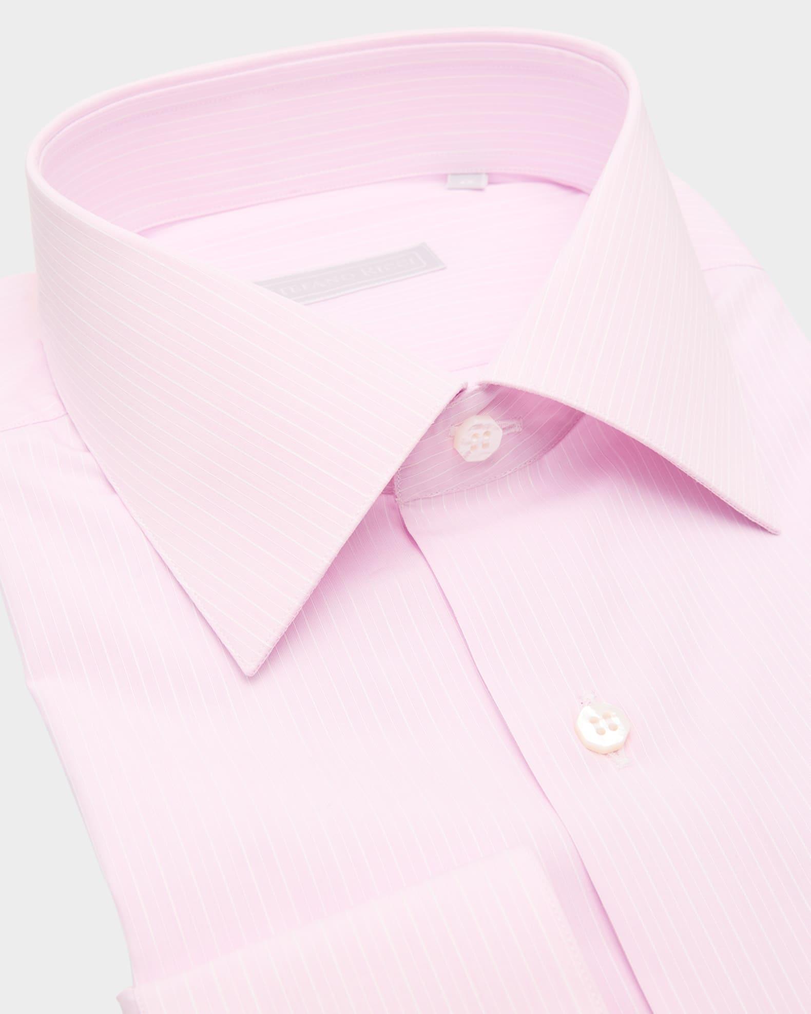 Men's Cotton Multi-Stripe Point Collar Dress Shirt Product Image