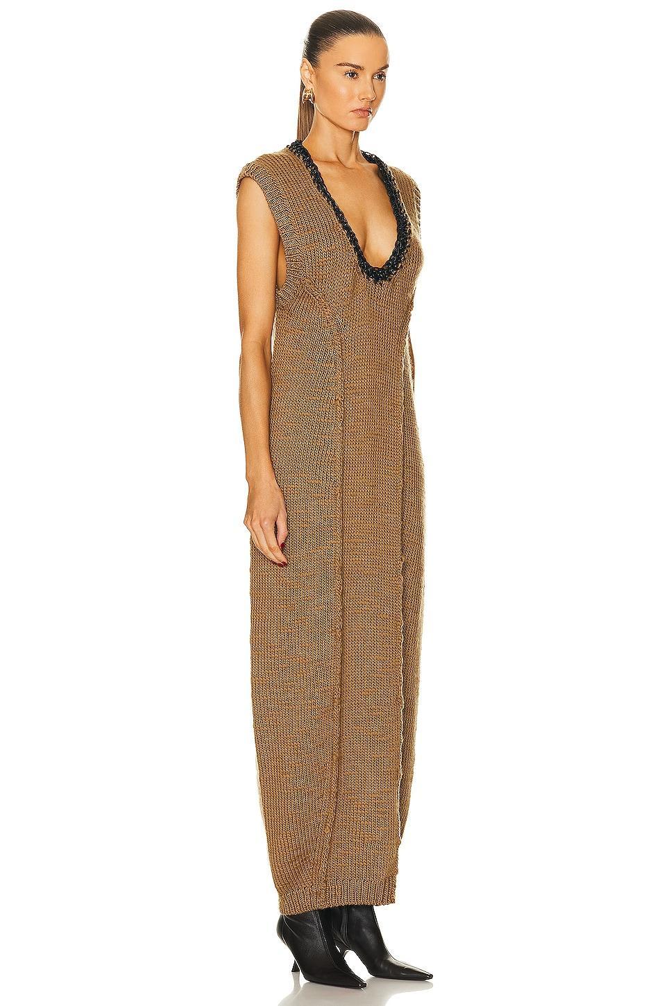 Aisling Camps Leather Crochet Cocoon Dress in Brown Product Image
