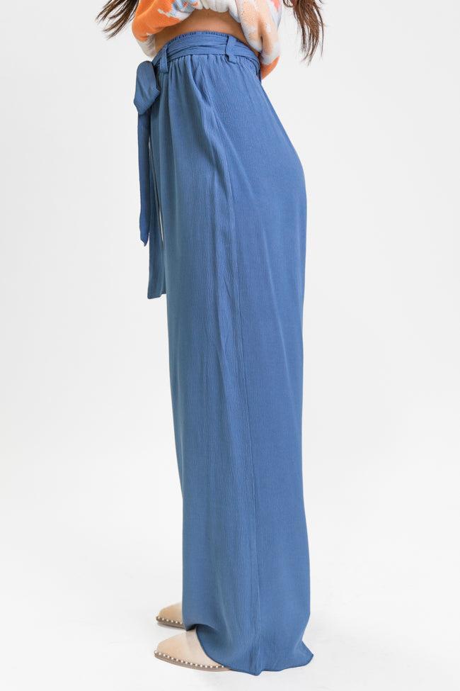 From My Heart Navy Waist Tie Belt Pants FINAL SALE Product Image