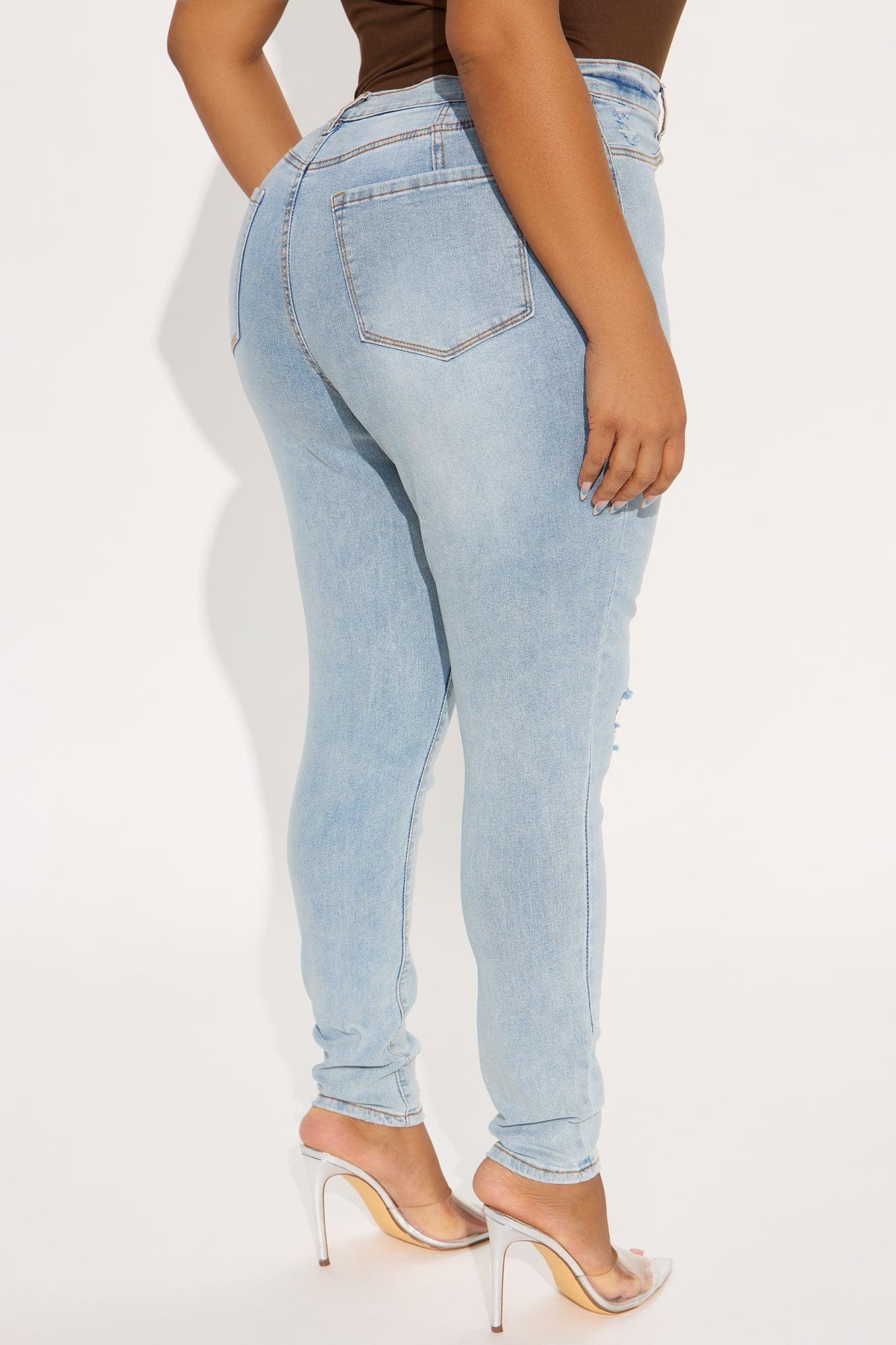 Simply Stunning Booty Lifting Ripped Skinny Jeans - Light Wash Product Image