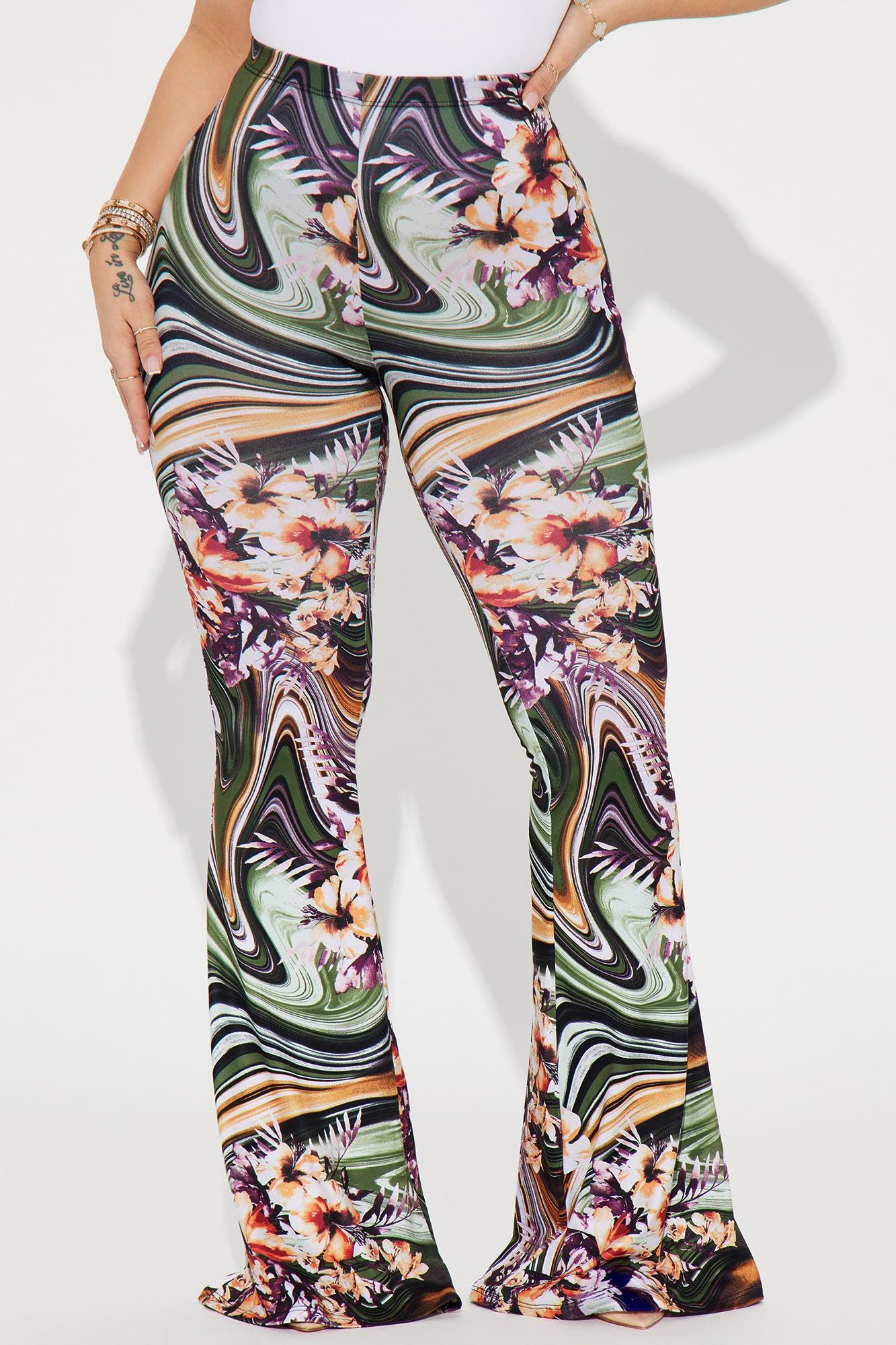 Get Swirly Flare Pant - Green/combo Product Image