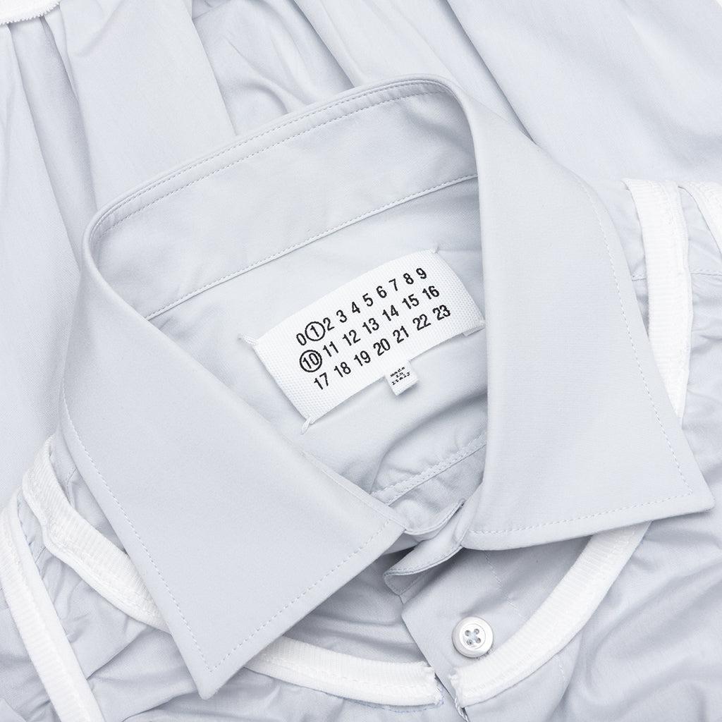 Loose Fit Button Shirt with White Accents - Light Blue Male Product Image