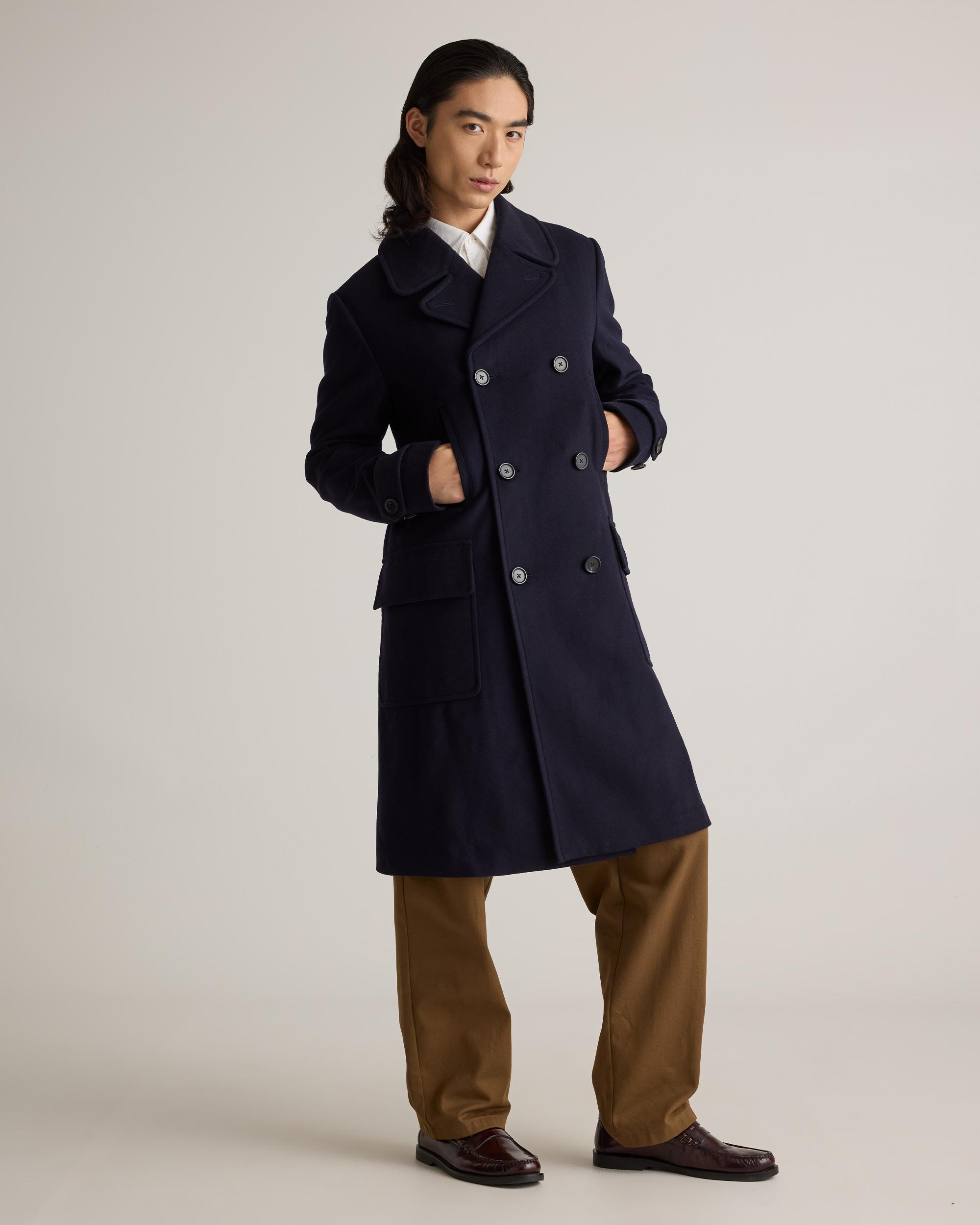 Quince | Men's Italian Wool Double-Breasted Officer Topcoat Size XL, Wool/Nylon Product Image