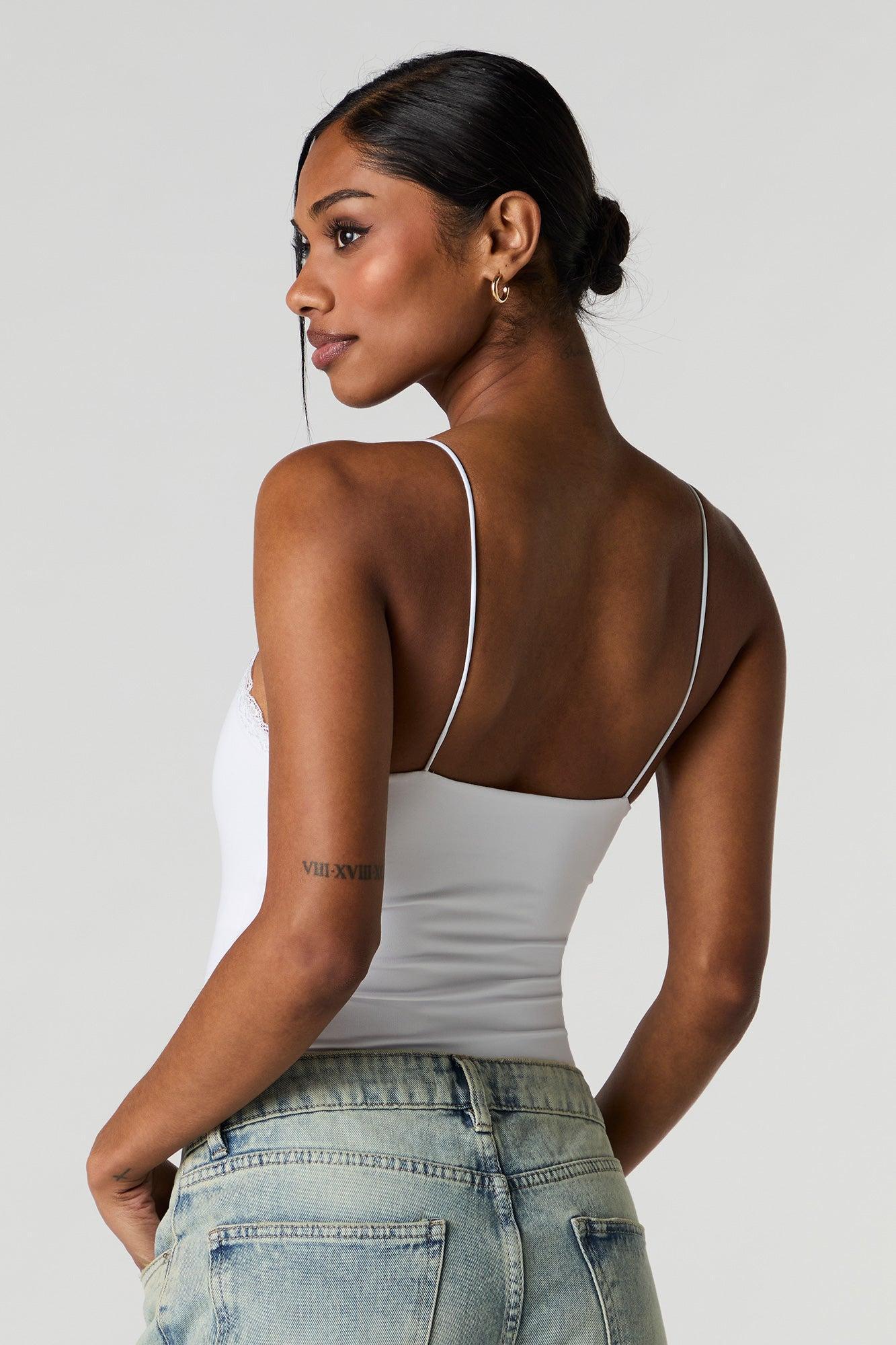 Contour V-Neck Lace Trim Bodysuit Female Product Image