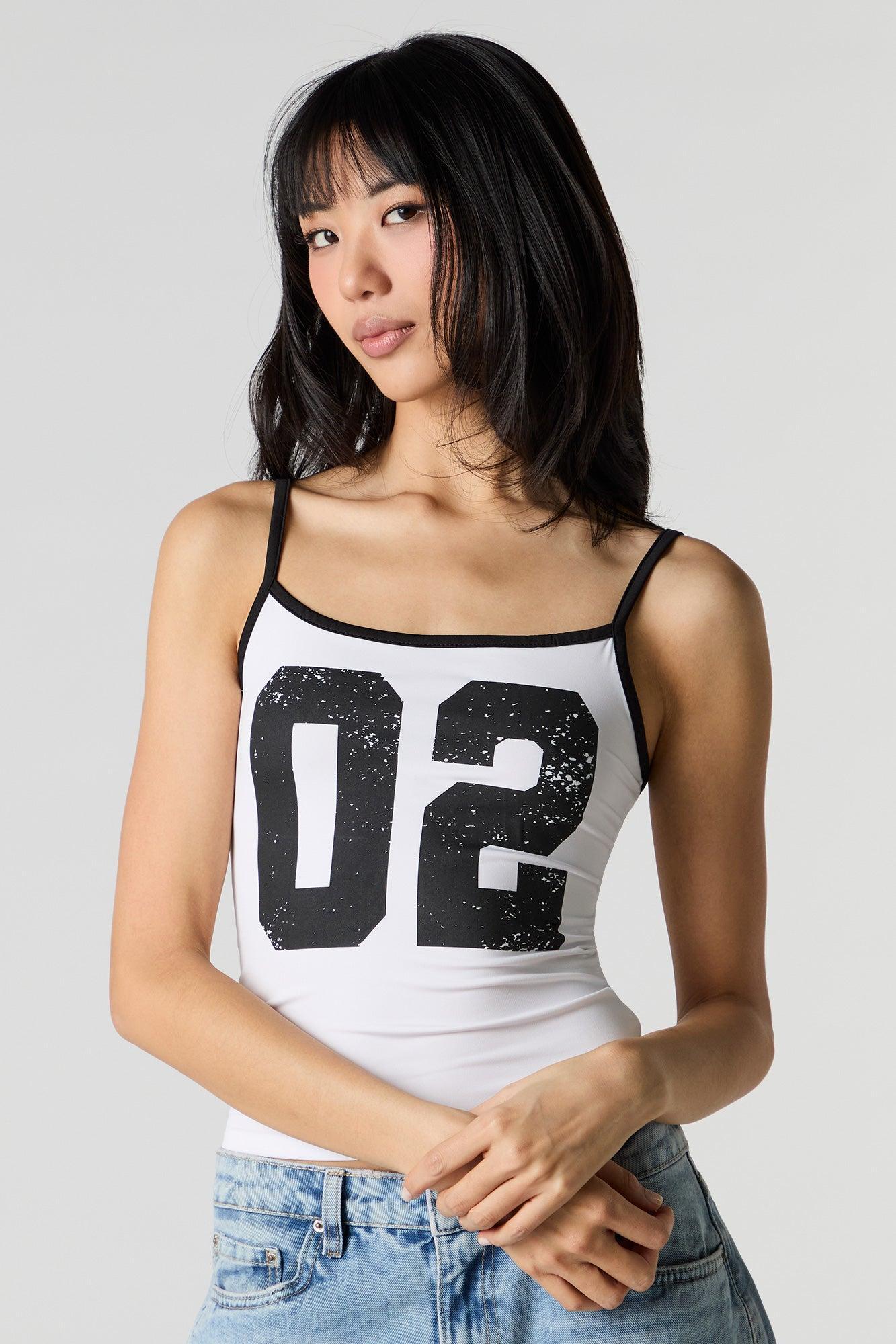 Sporty Graphic Contrast Trim Tank Female Product Image