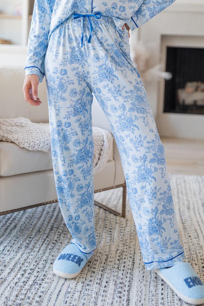 Under The Stars In Blue Floral Fantasy Bamboo Pajama Pants FINAL SALE Product Image