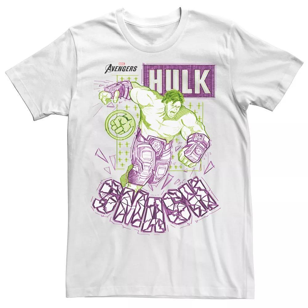 Men's Marvel Avengers Hulk Smash Sketch Tee, Size: XL, White Product Image