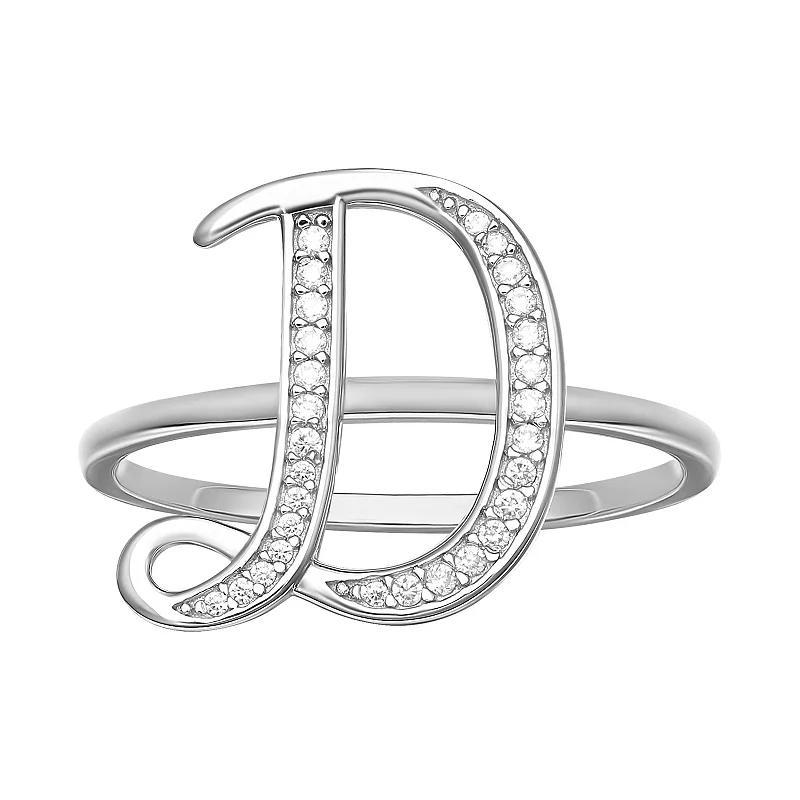 PRIMROSE Sterling Silver Cubic Zirconia Initial Ring, Women's, Size: 8, Sterling Silver X Product Image