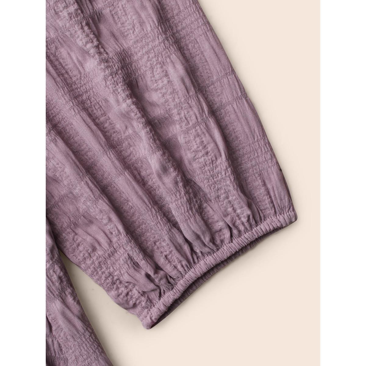 Plus Size Square Neck Plain Textured Belted Dress Mauve Women Elegant Texture Square Neck Long Sleeve Curvy BloomChic 26/4X Product Image