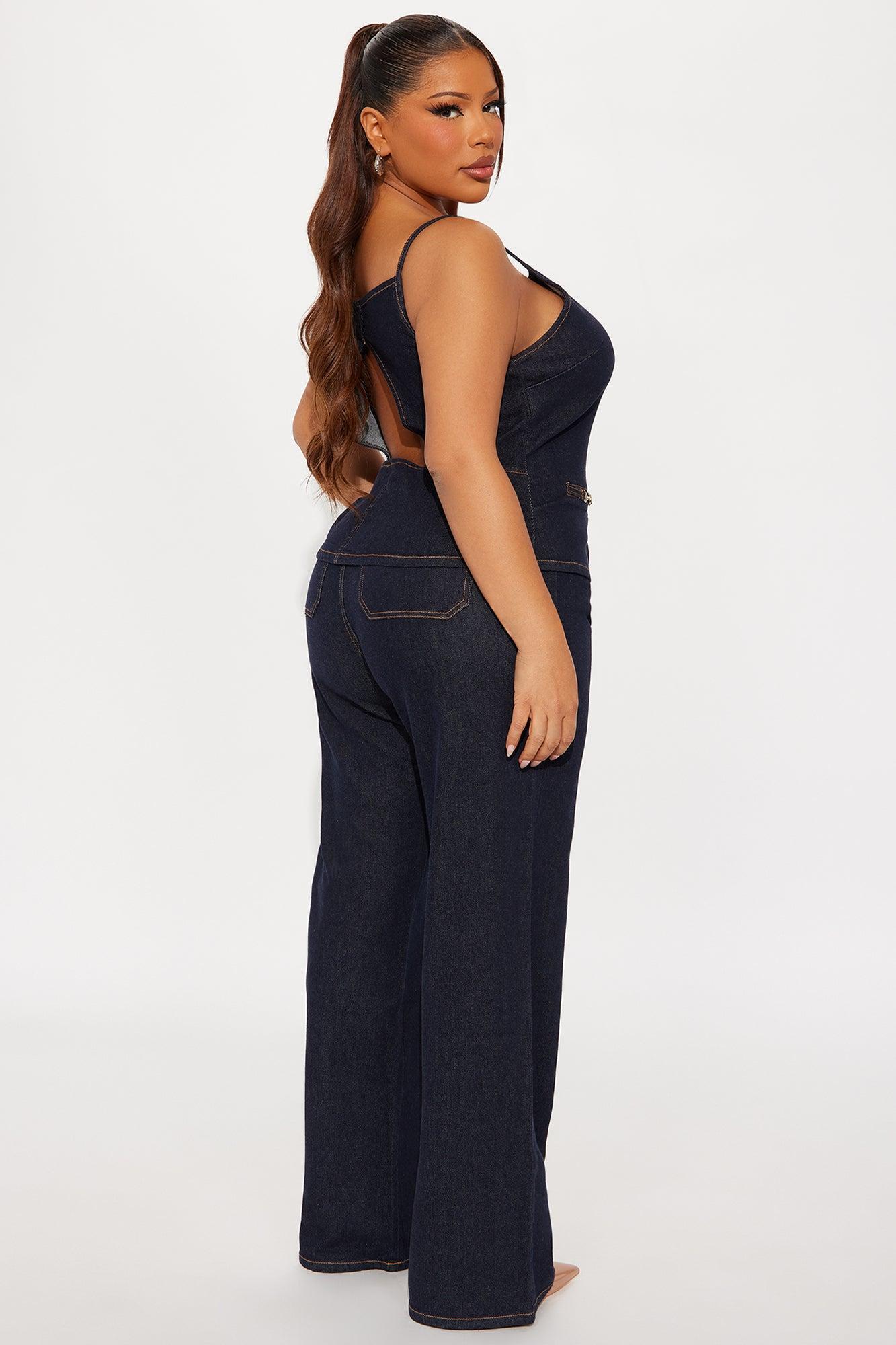 Minimal Behavior Stretch Denim Pant Set - Dark Wash Female Product Image