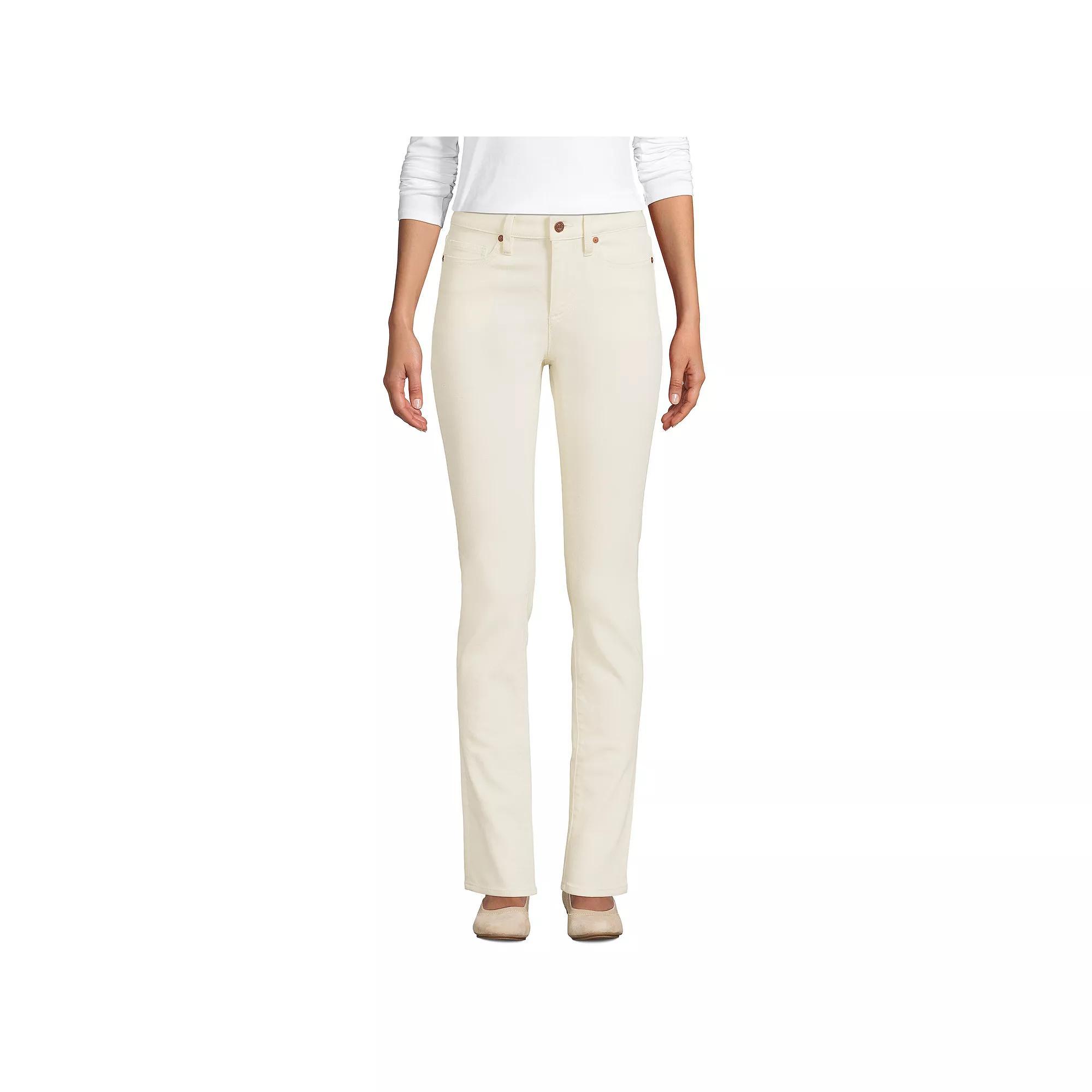 Women's Lands' End Recycled Denim Mid-Rise Straight-Leg Jeans, Size: 18X32, Natural Product Image