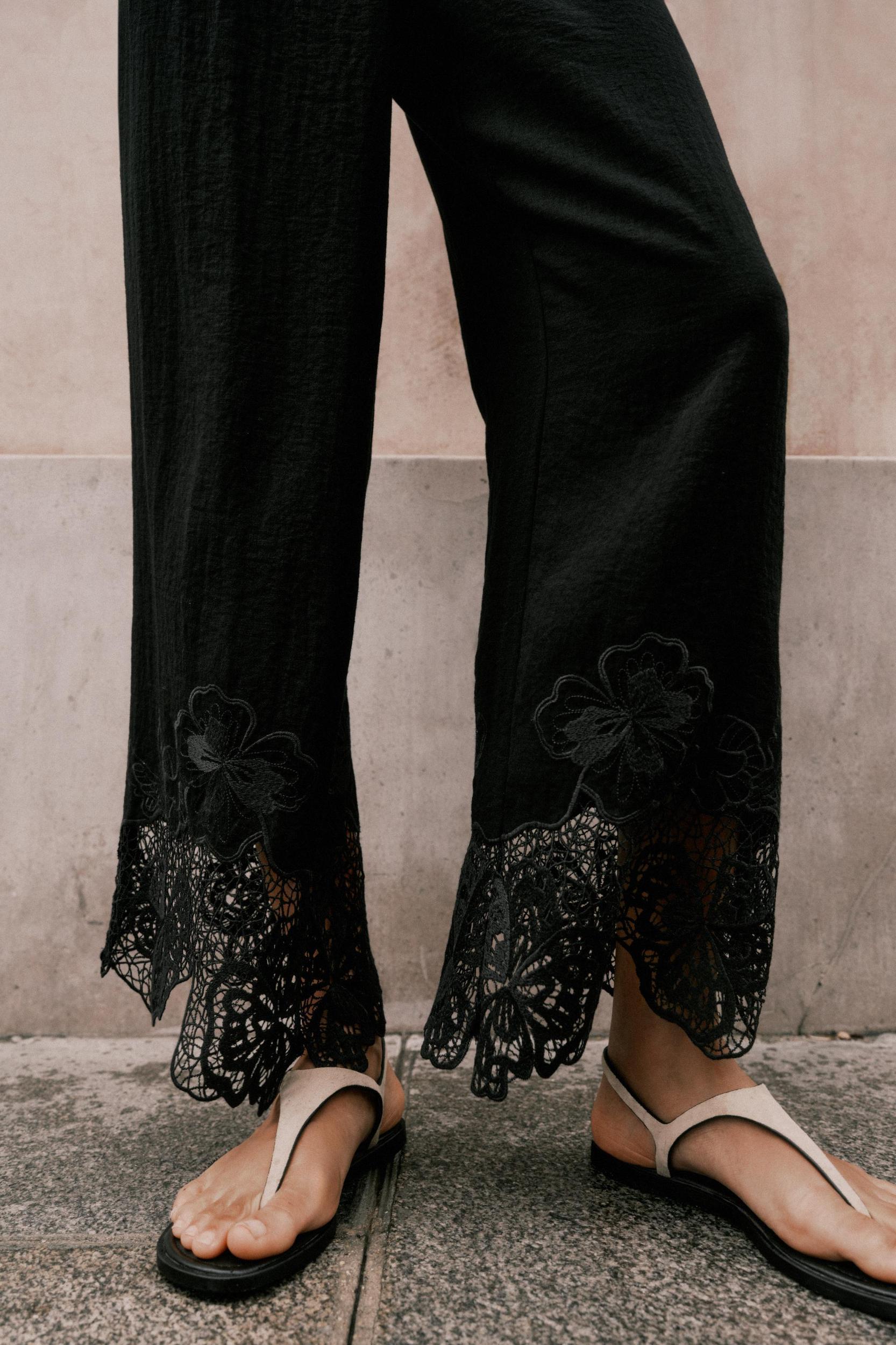 EMBROIDERED HEM CULOTTES Product Image