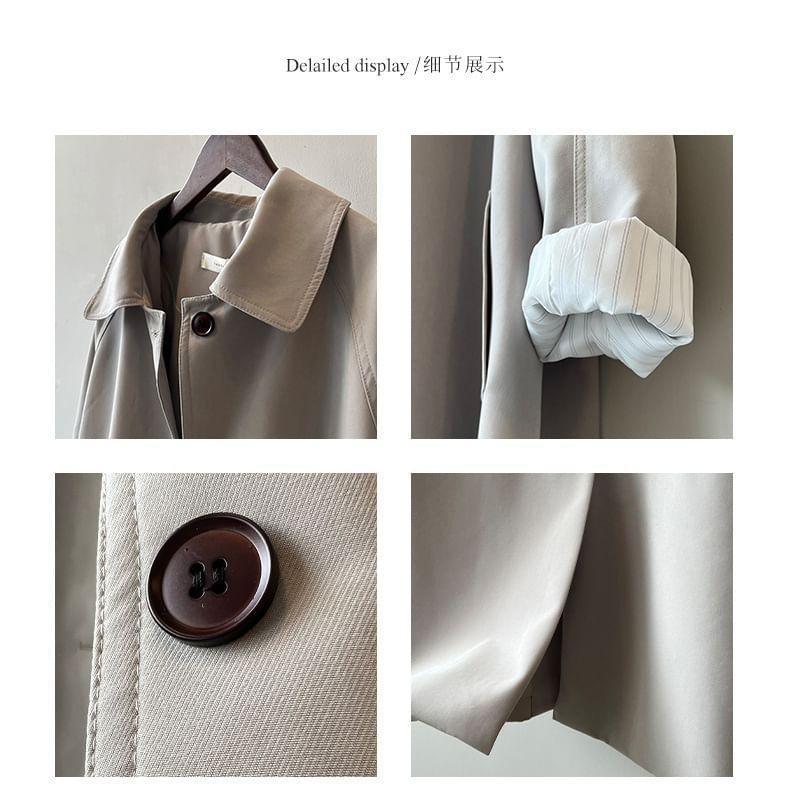 Collar Plain Midi Single-Breasted Coat Product Image