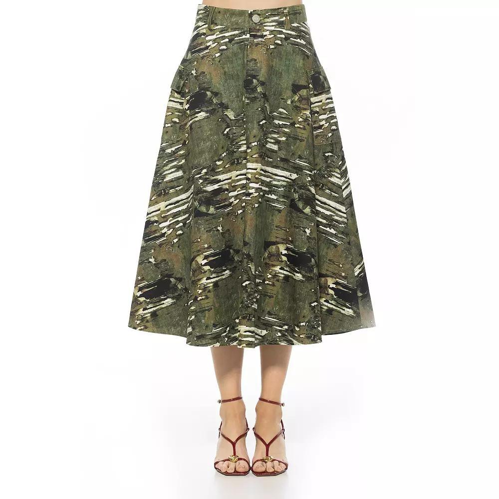 Women's ALEXIA ADMOR Cargo Belted Midi Skirt, Size: 14, Green Product Image