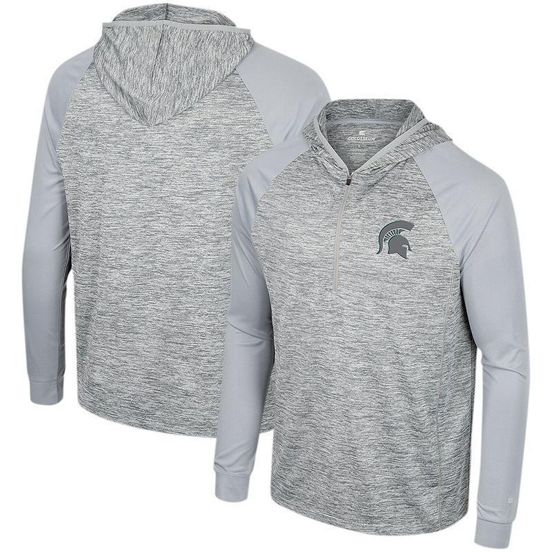 Men's Colosseum Gray Boston College Eagles Cybernetic Raglan Quarter-Zip Hooded Top, Size: XL, Grey Product Image