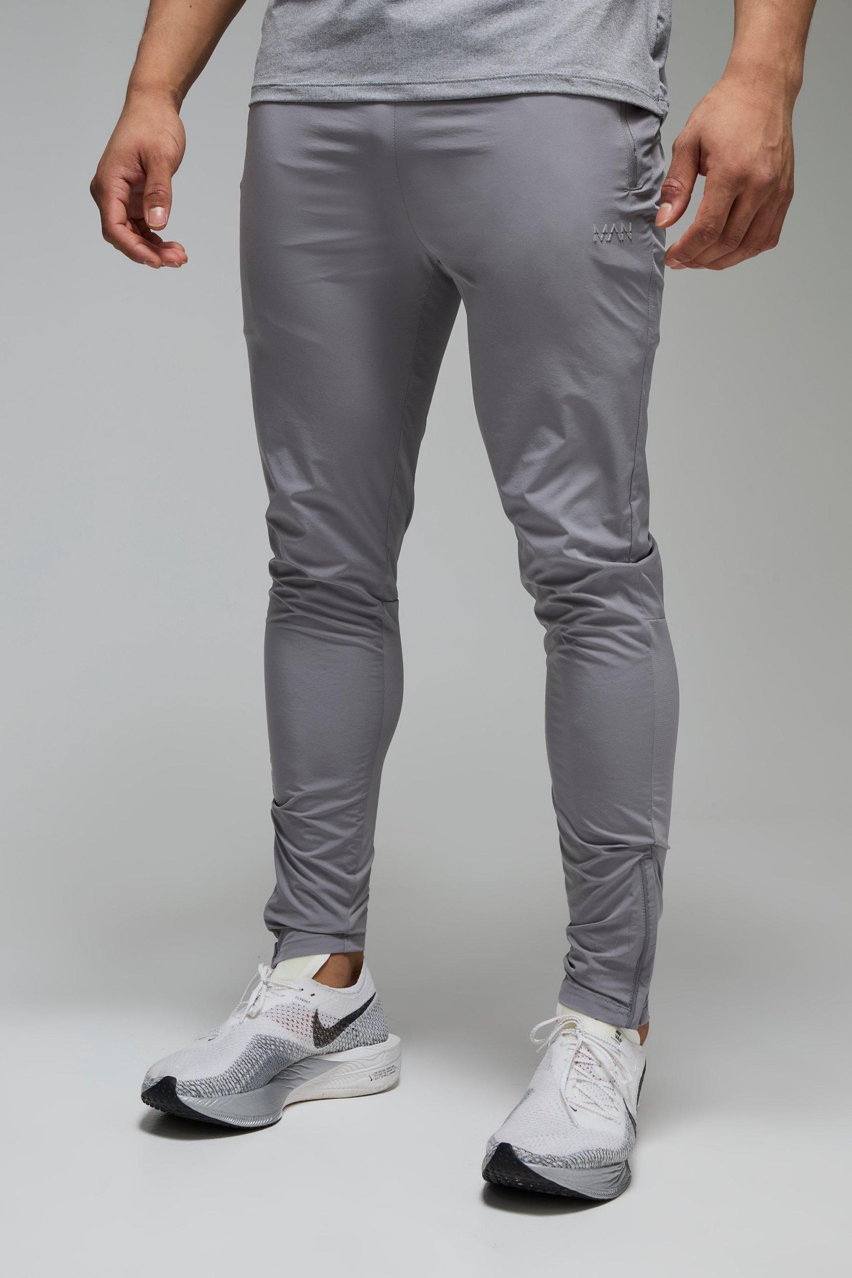 Mens Man Active Lightweight Plain Tapered Track Pant - Grey Product Image