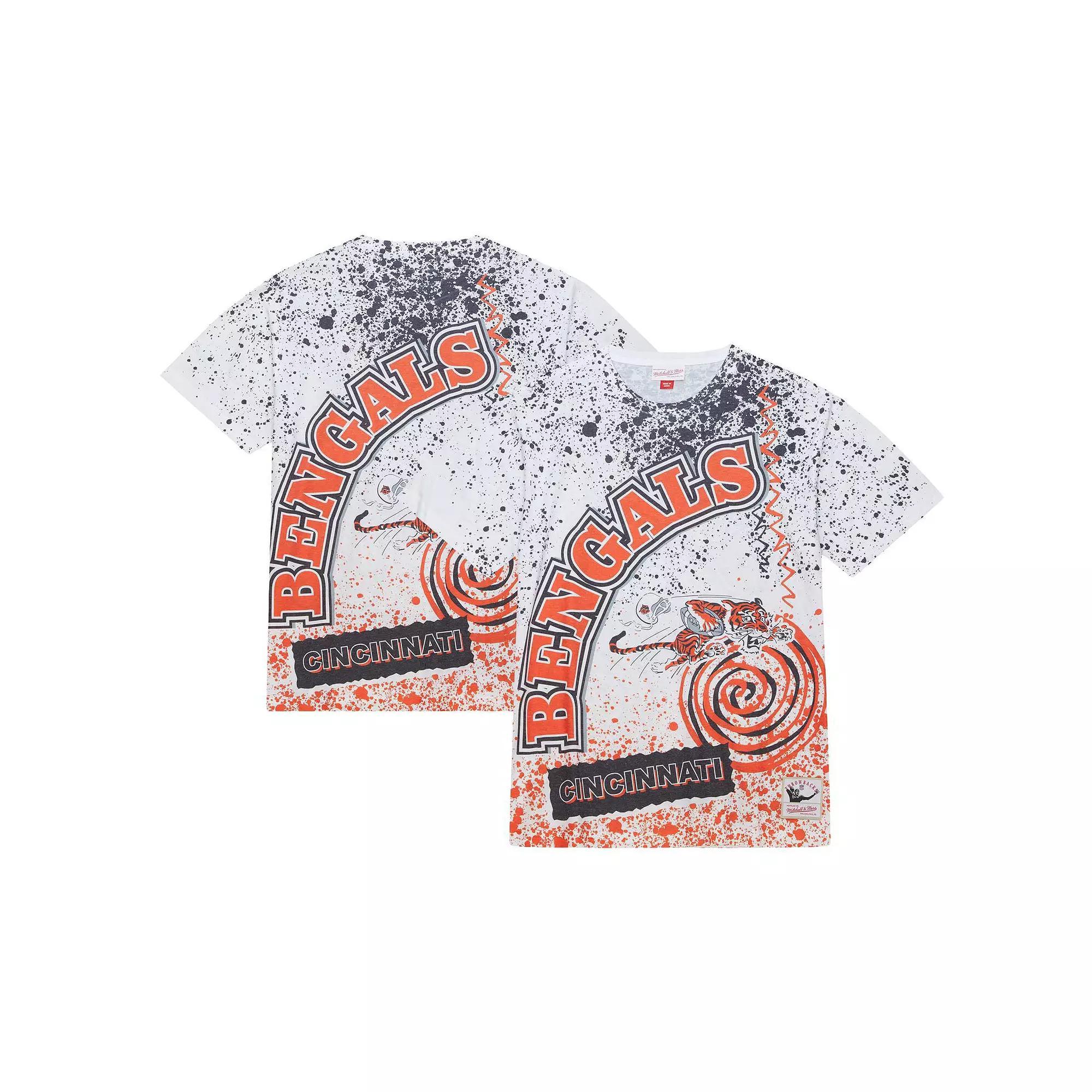 Men's Mitchell & Ness White Cincinnati Bengals Team Burst Sublimated T-Shirt, Size: XL Product Image