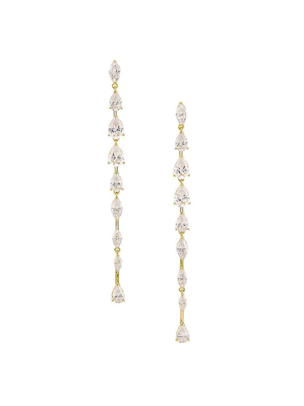 Womens Anna 18K-Gold-Plated & Cubic Zirconia Linear Earrings Product Image