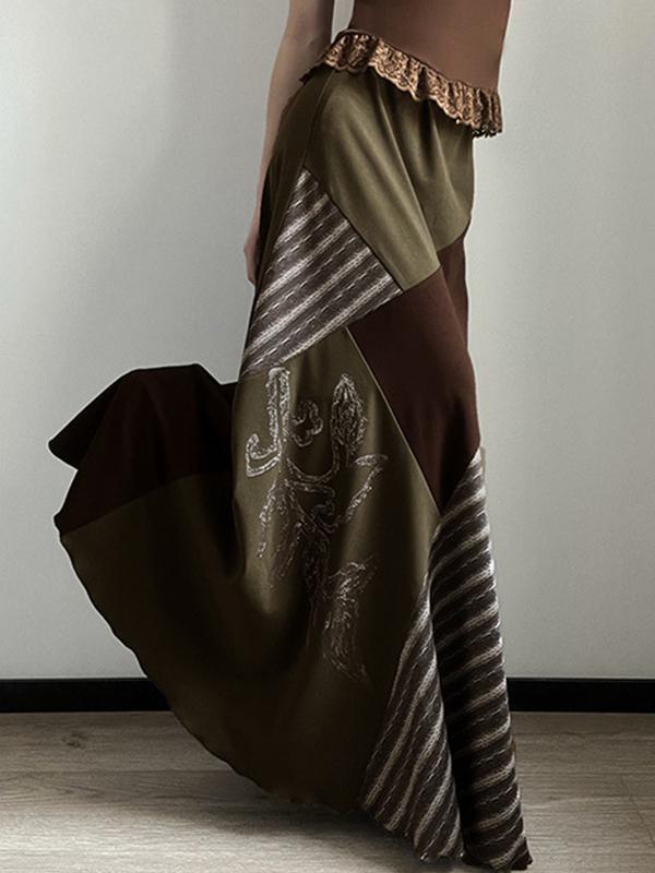Mori Print Patchwork Maxi Skirt Product Image