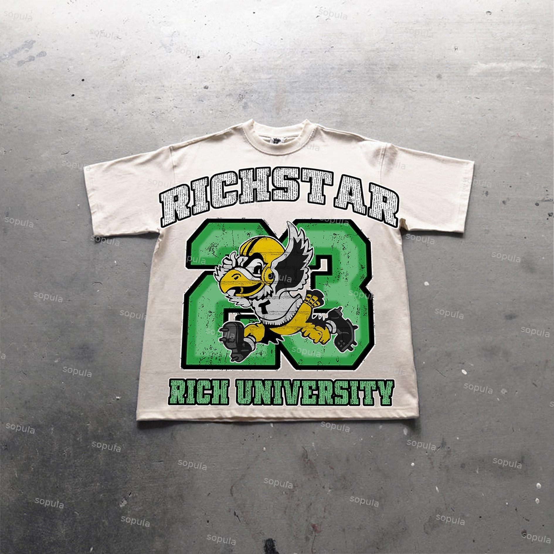 Sopula Vintage Rich Star Graphic Print Cotton T-Shirt Product Image