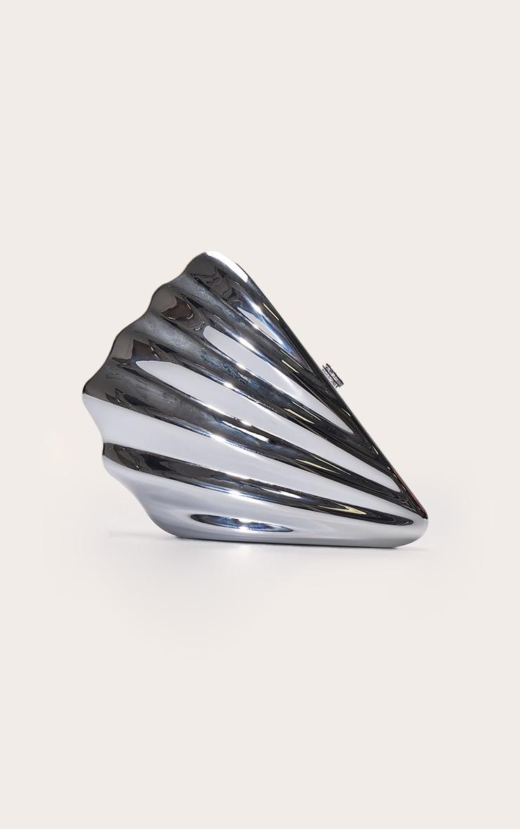 Silver Abstract Shell Hard Clutch Bag Product Image