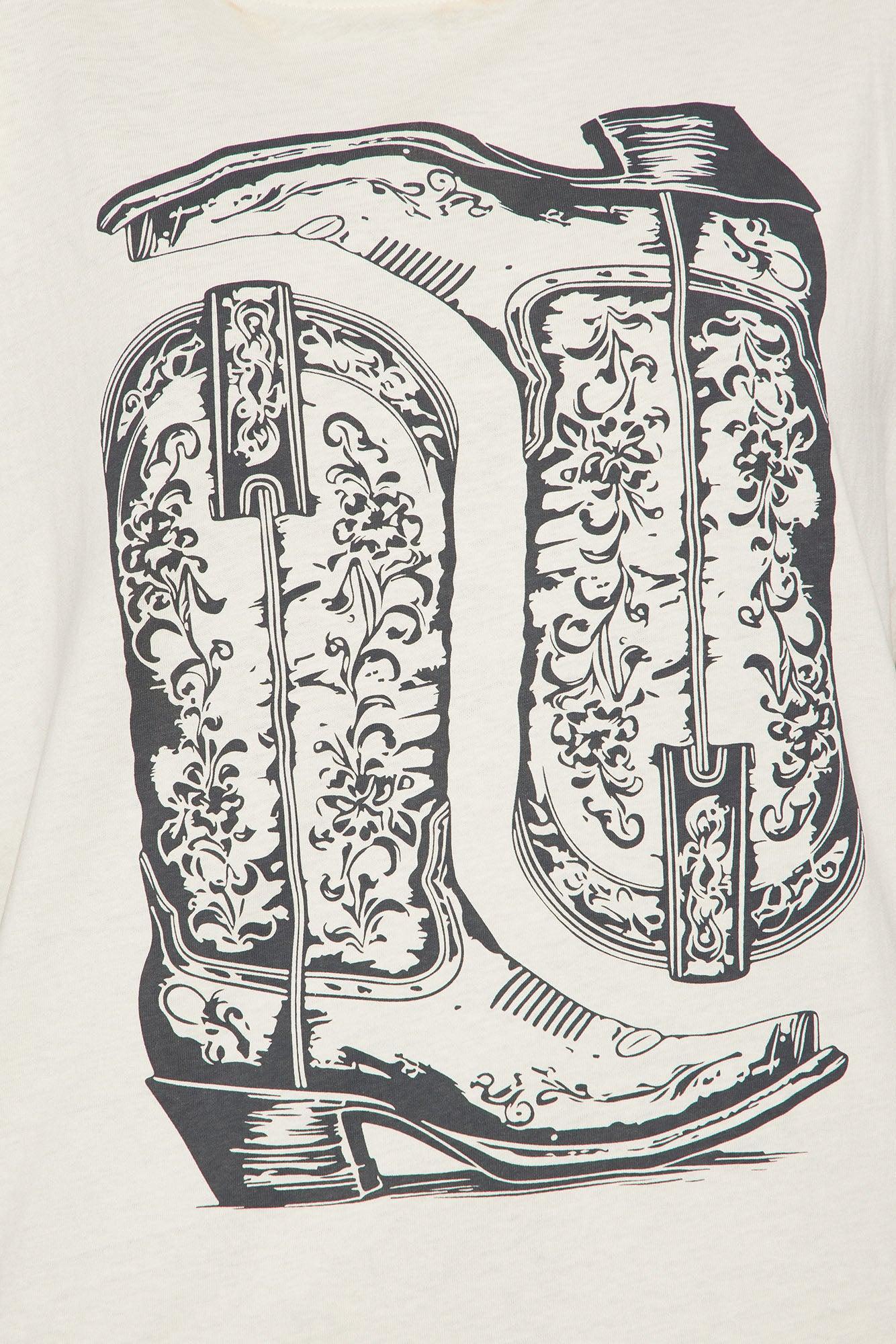 It's A Cowgirl Thing Washed Tee - Ivory/combo Product Image
