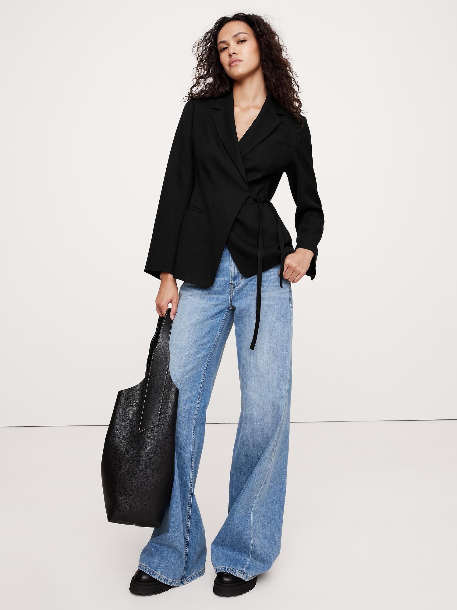 Drapey Twill Wrap Blazer Product Image