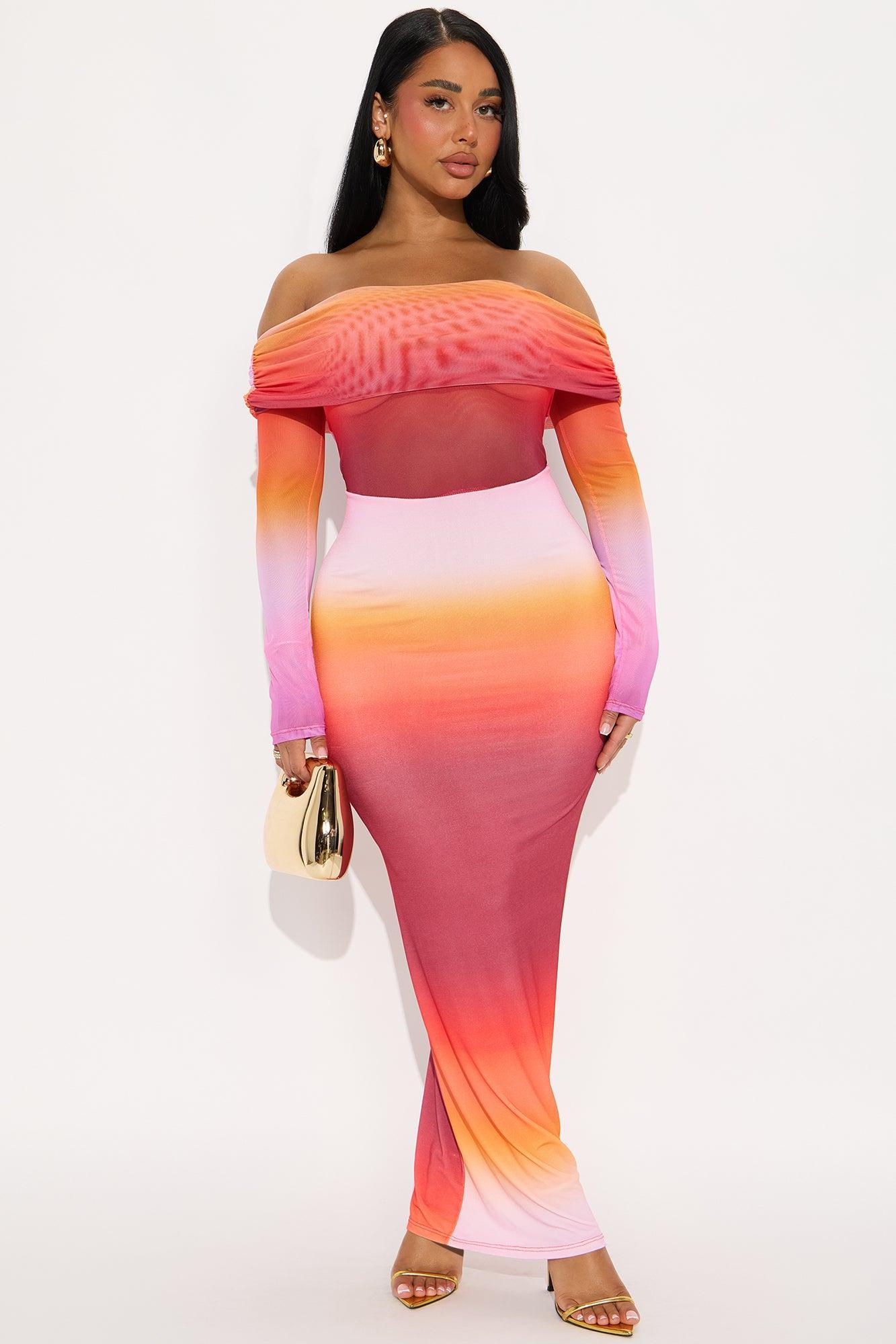 Sunset Walks Ombre Maxi Dress - Orange/combo Product Image