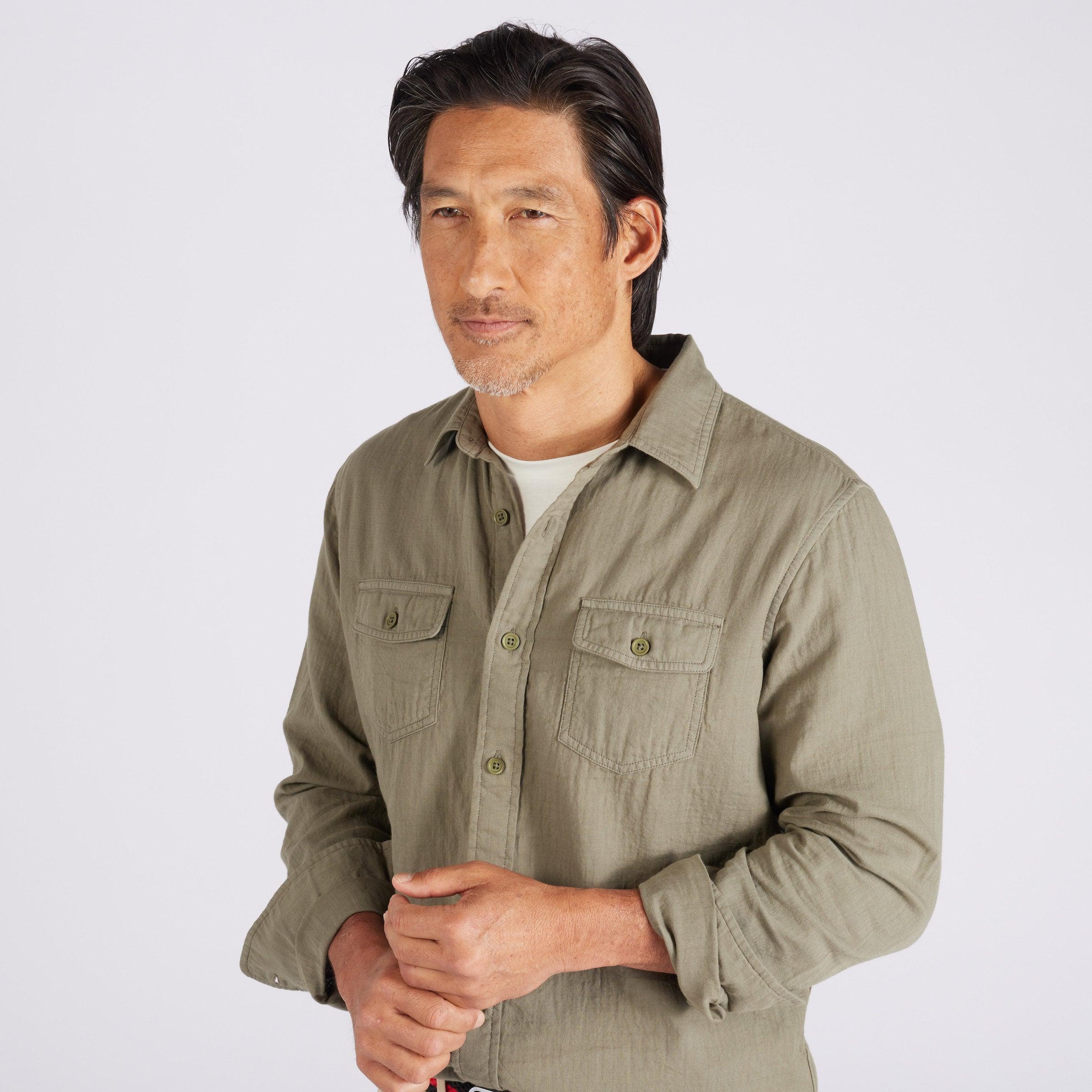 Brando Lightweight Double Cloth Shirt - Military Olive Product Image
