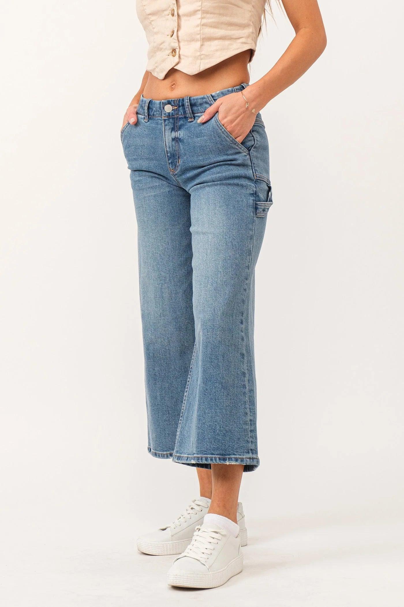 Audrey Super High Rise Cropped Wide Leg Jeans Product Image