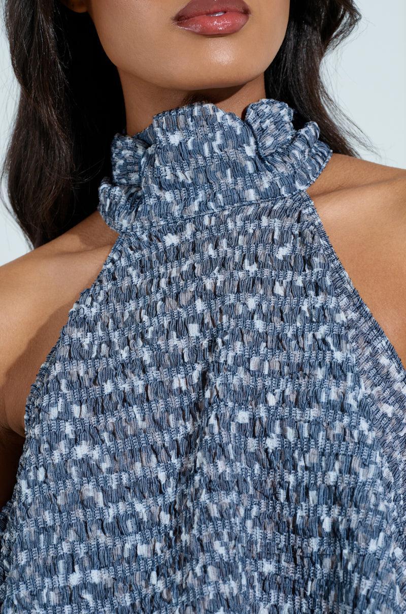 MULTI TEXTURED SLEEVELESS PEPLUM TOP Product Image