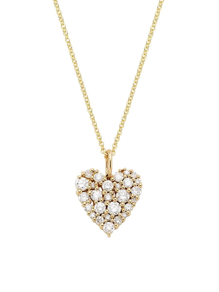 Womens 14K Yellow Gold & 0.34 TCW Diamond Heart Pendant Necklace Product Image