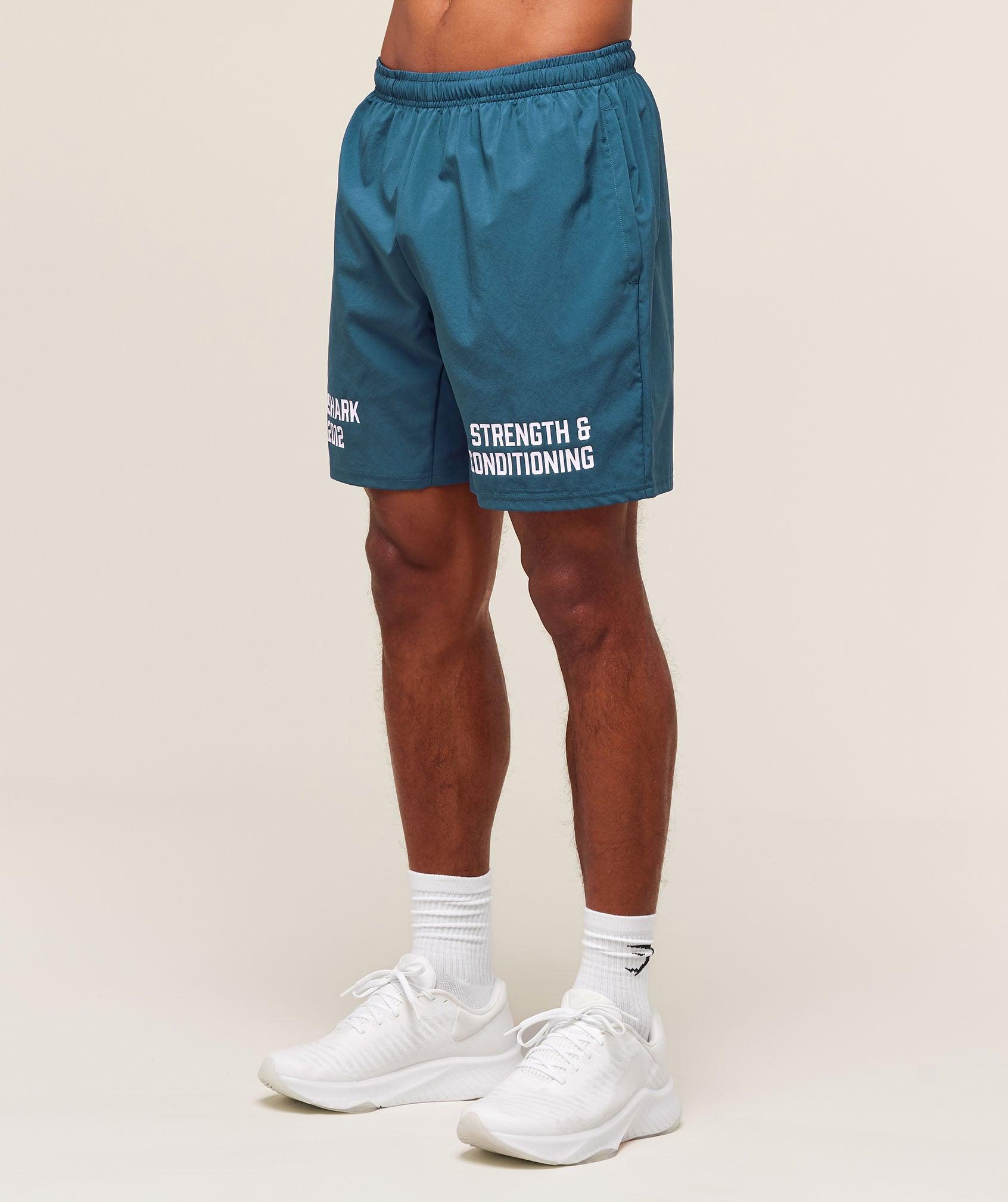 Gymshark S&C Graphic 7" Shorts - Success Blue Male Product Image